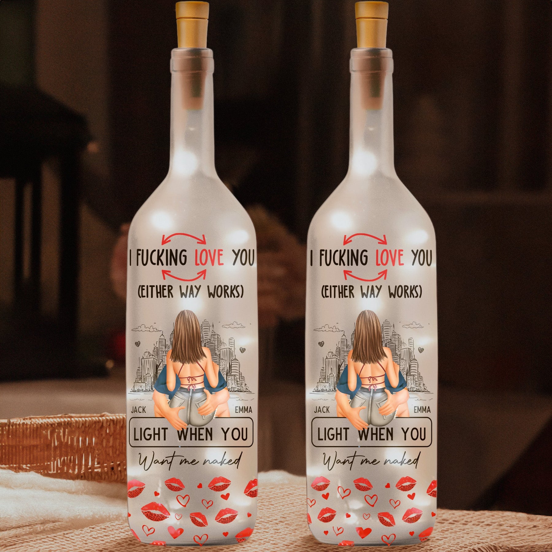 F*cking Love You Light When You Want Me Naked - Personalized Bottle Lamp