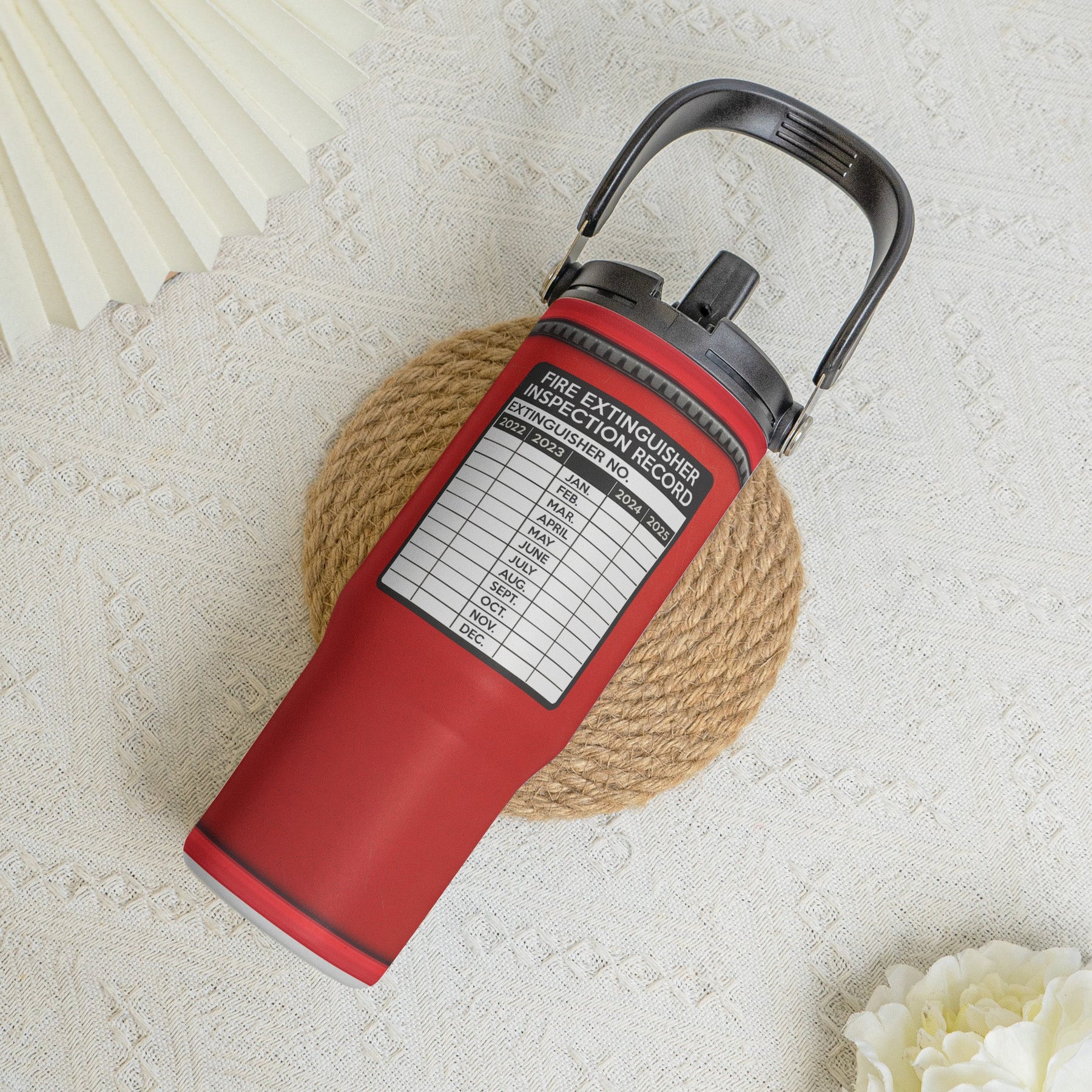 Firefighter Custom Gift Fire Extinguisher - Personalized 30oz Tumbler With Handle