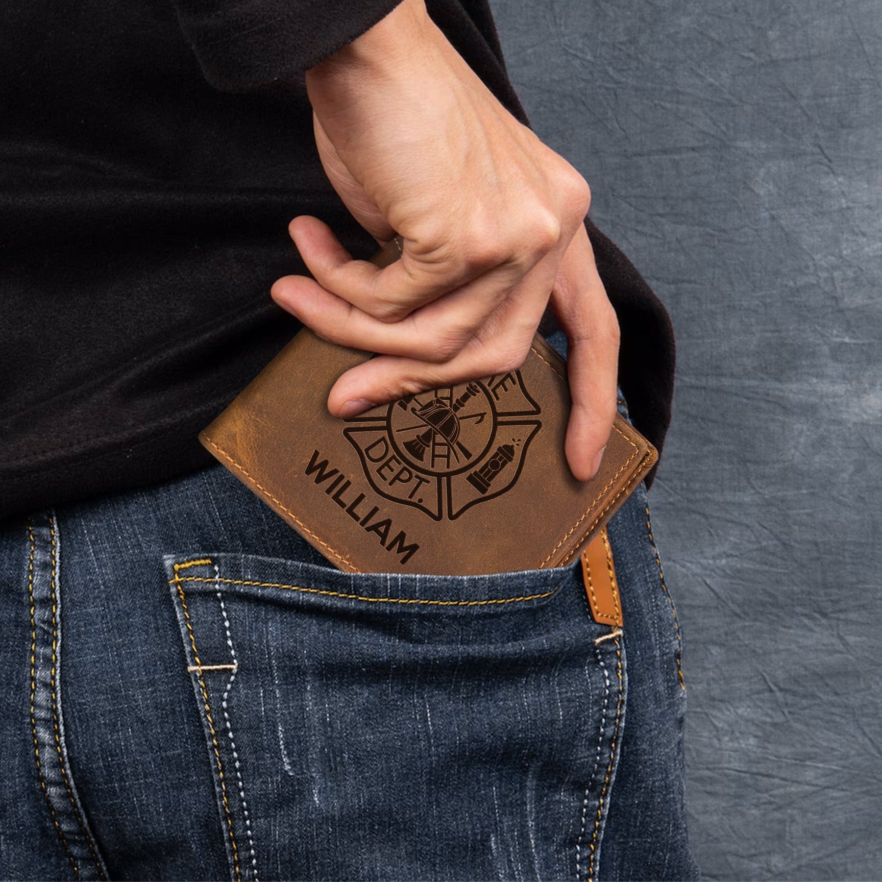 Firefighter Gift The Fire You Started In My Heart - Personalized Leather Wallet