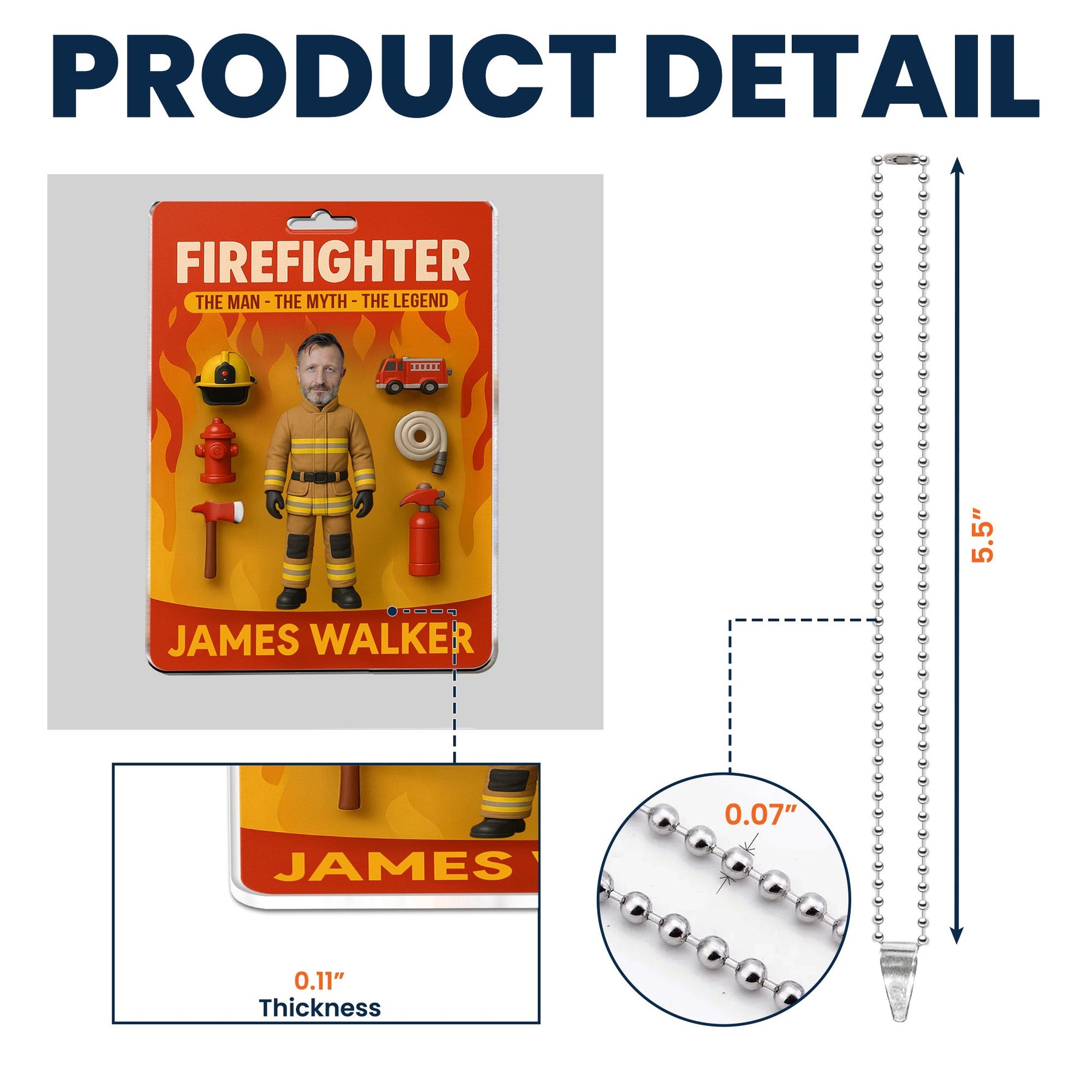 Firefighter The Man The Myth Legend - Personalized Photo Rear View Mirror Accessory