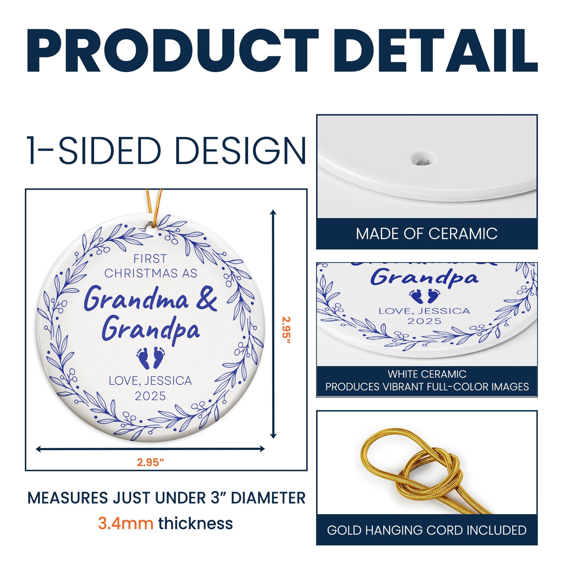 First Christmas As Grandma & Grandpa - Personalized Ceramic Ornament