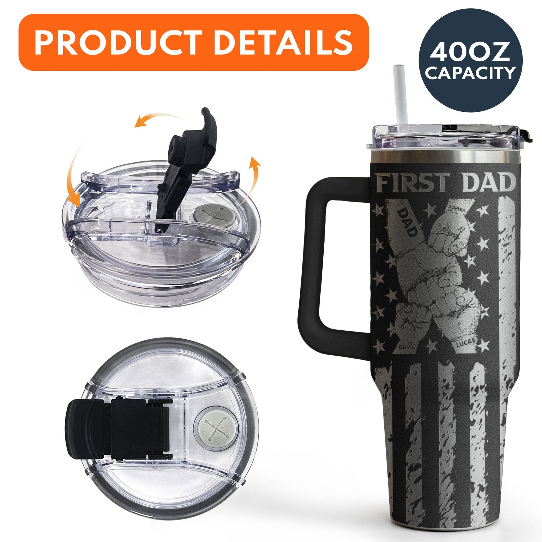 First Dad Now Grandpa - Personalized 40oz Tumbler