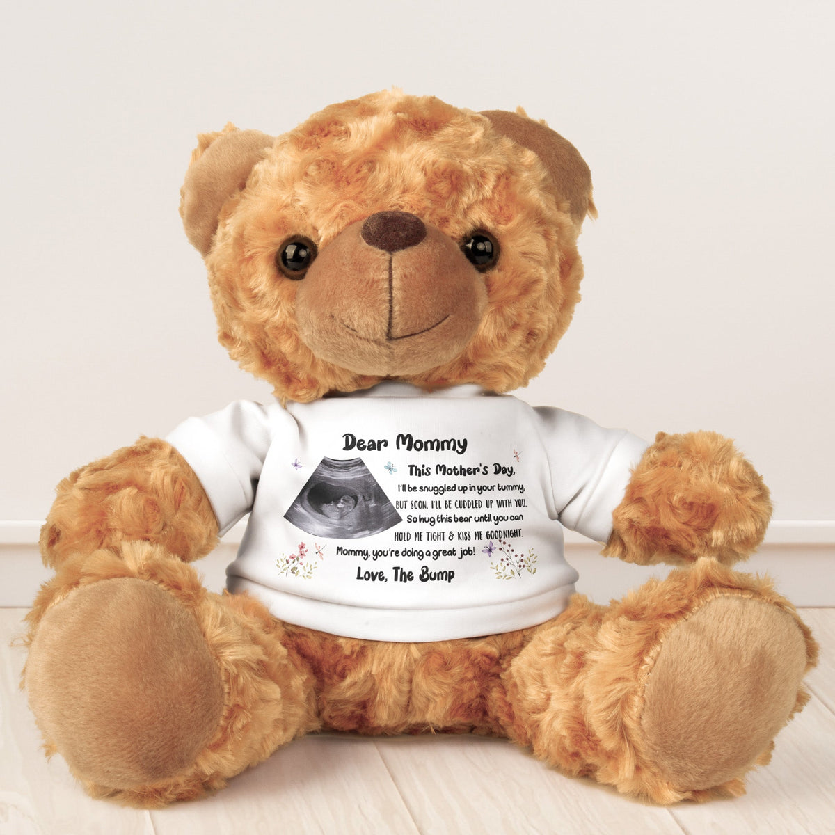 First Mother's Day For Mommy From Bump - Teddy Bear With Personalized Photo Shirt