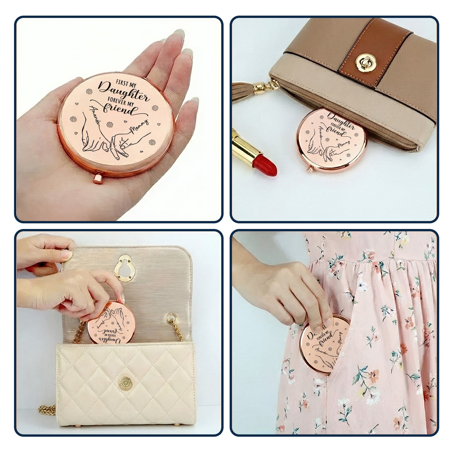 First My Mother Forever My Friend - Personalized Compact Mirror