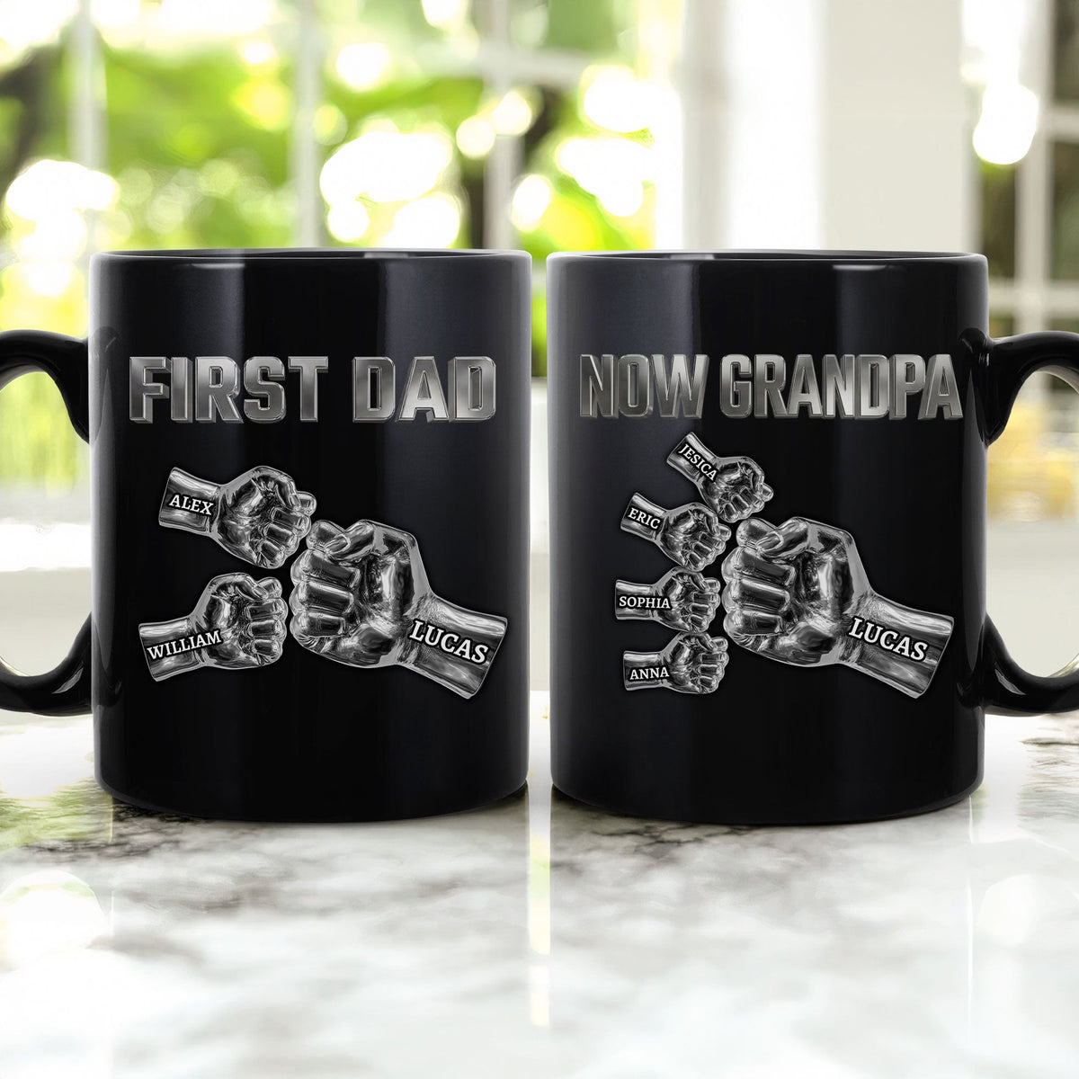 First Dad, Now Grandpa Metal Style - Personalized Mug
