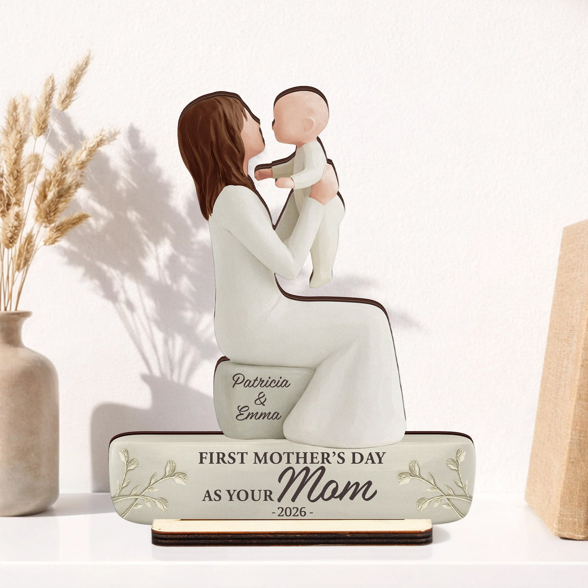 First Mother's Day Mom Grandma - Personalized Wooden Plaque