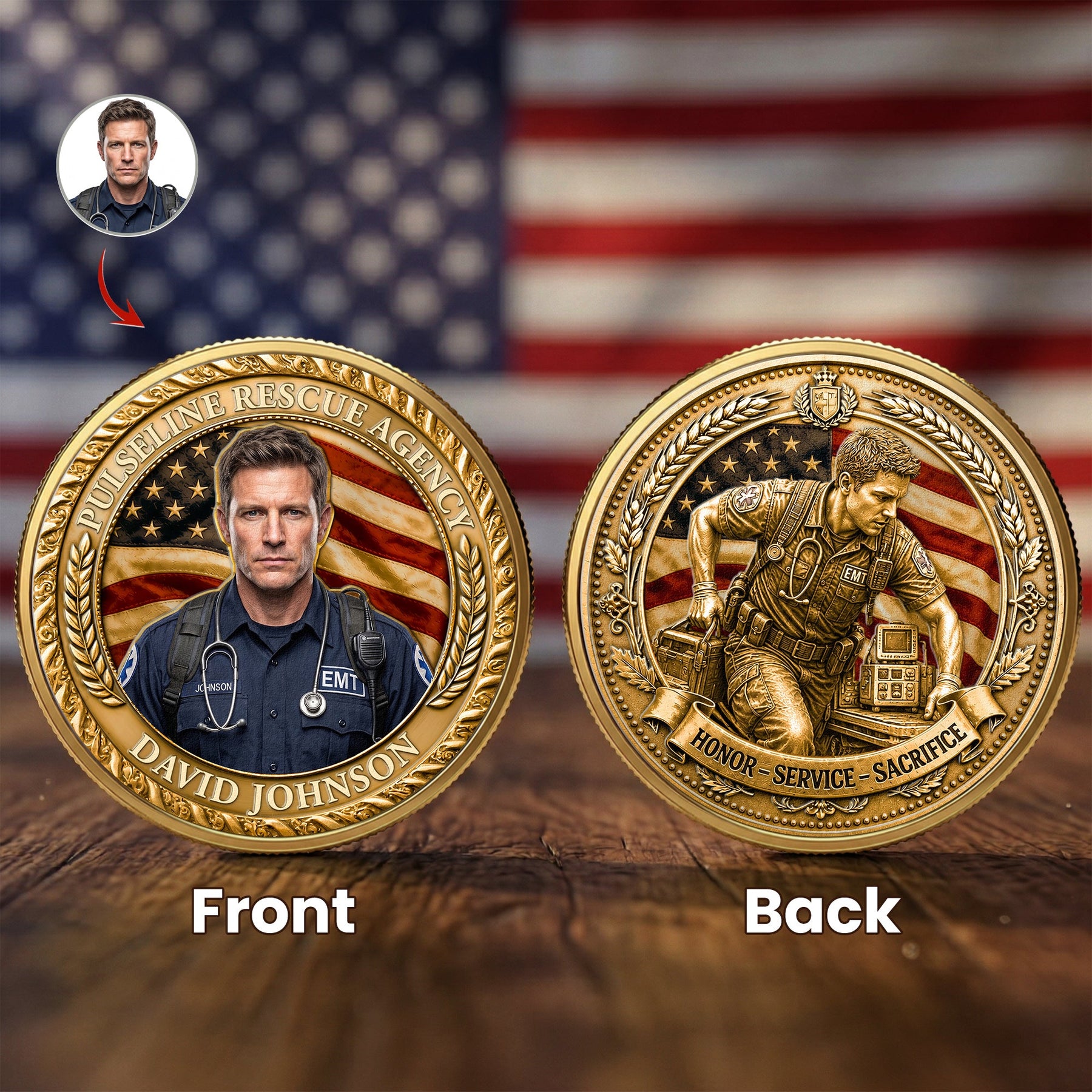 First Responders Police Officers Nurses Firefighters & Emts - Personalized Coin