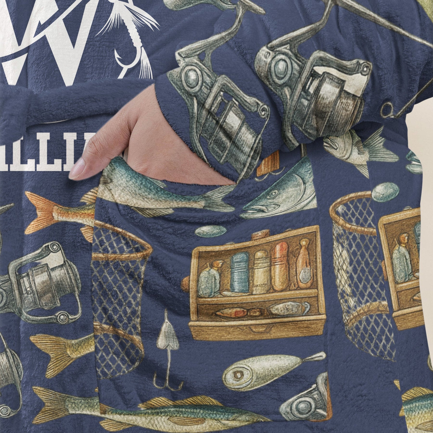Fishing Custom Name - Personalized Hooded Robe