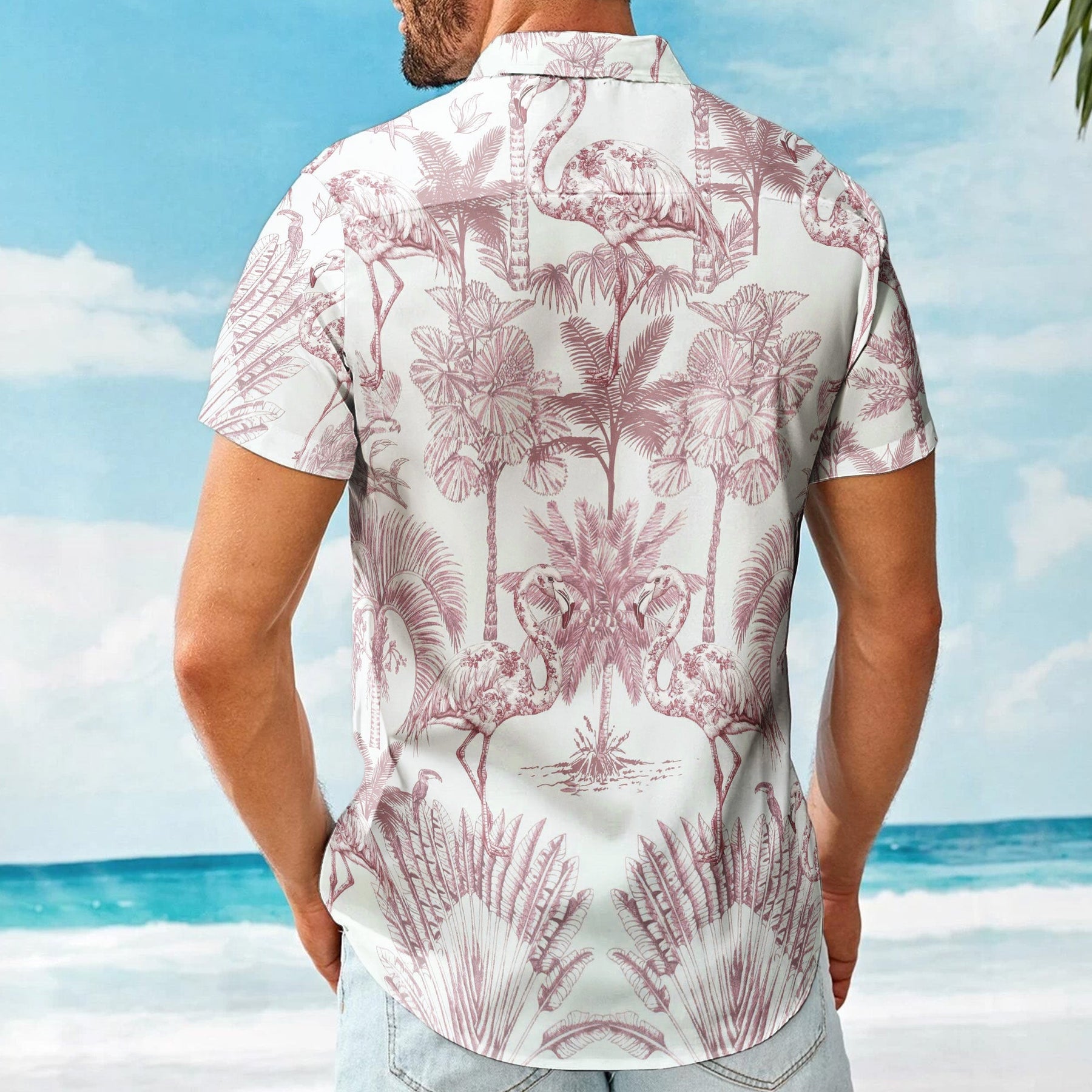 Flamingo Mermaid Unicorn Butterfly Toile De Jouy - Personalized Hawaiian Shirt