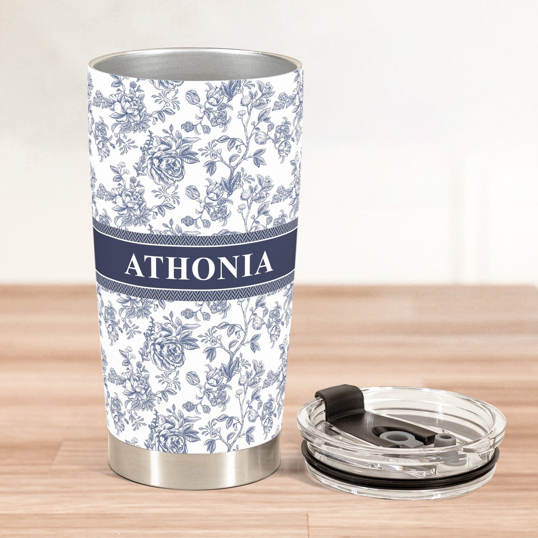 Flower Toile De Jouy French Style Custom Name - Personalized Tumbler Cup