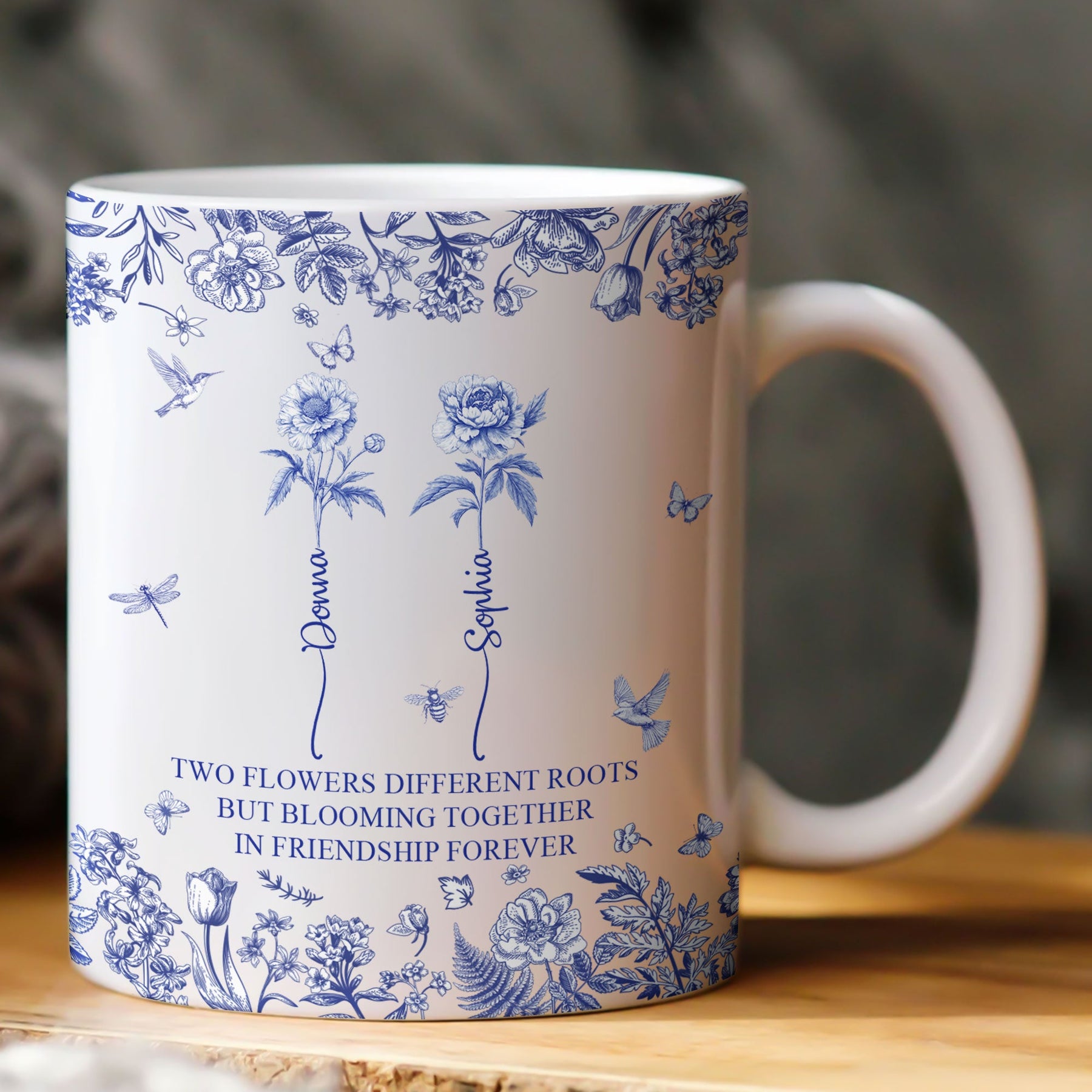 Flowers Different Roots But Blooming Together In Friendship Forever - Personalized Mug