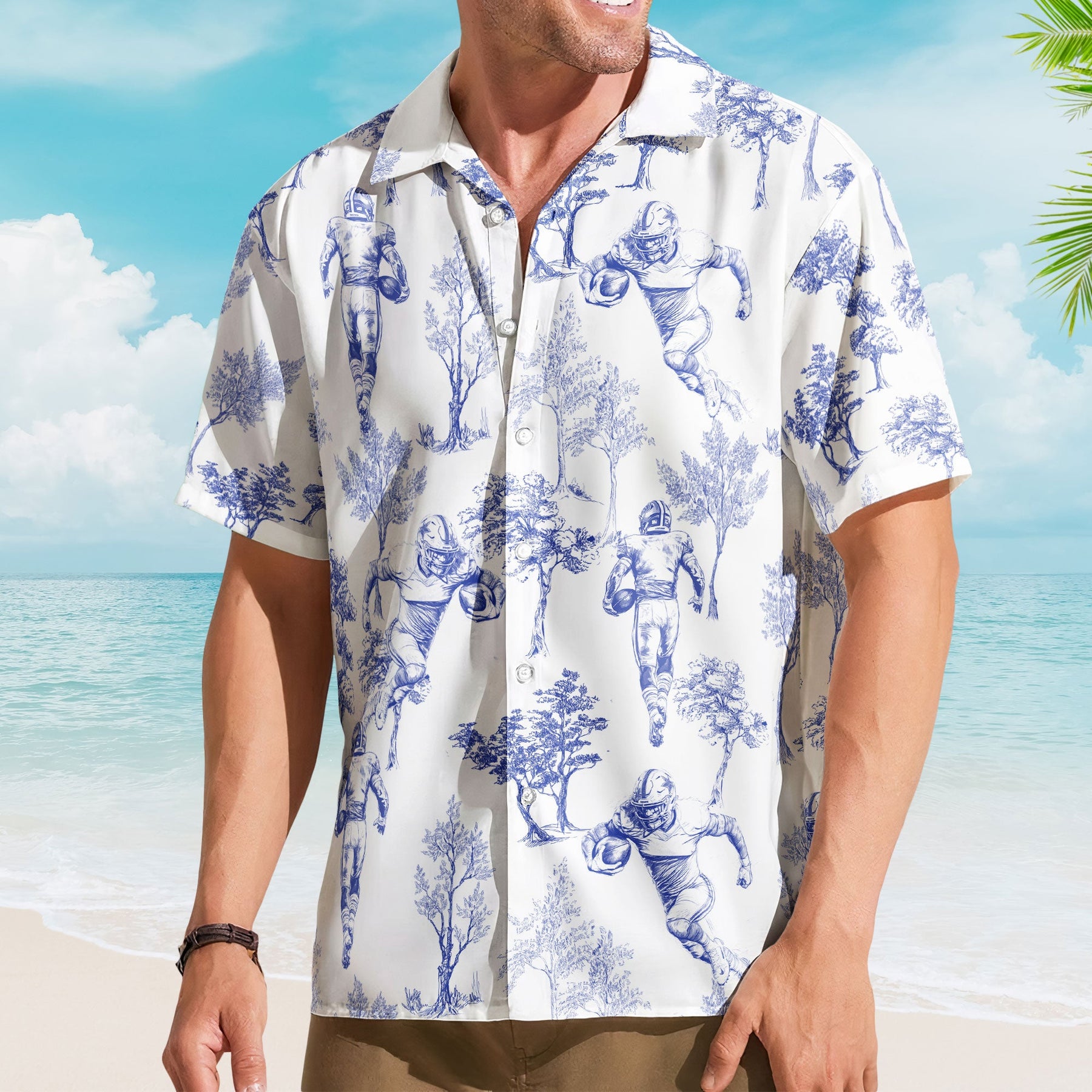 Football Baseball Basketball Soccer Fan Toile De Jouy - Personalized Hawaiian Shirt