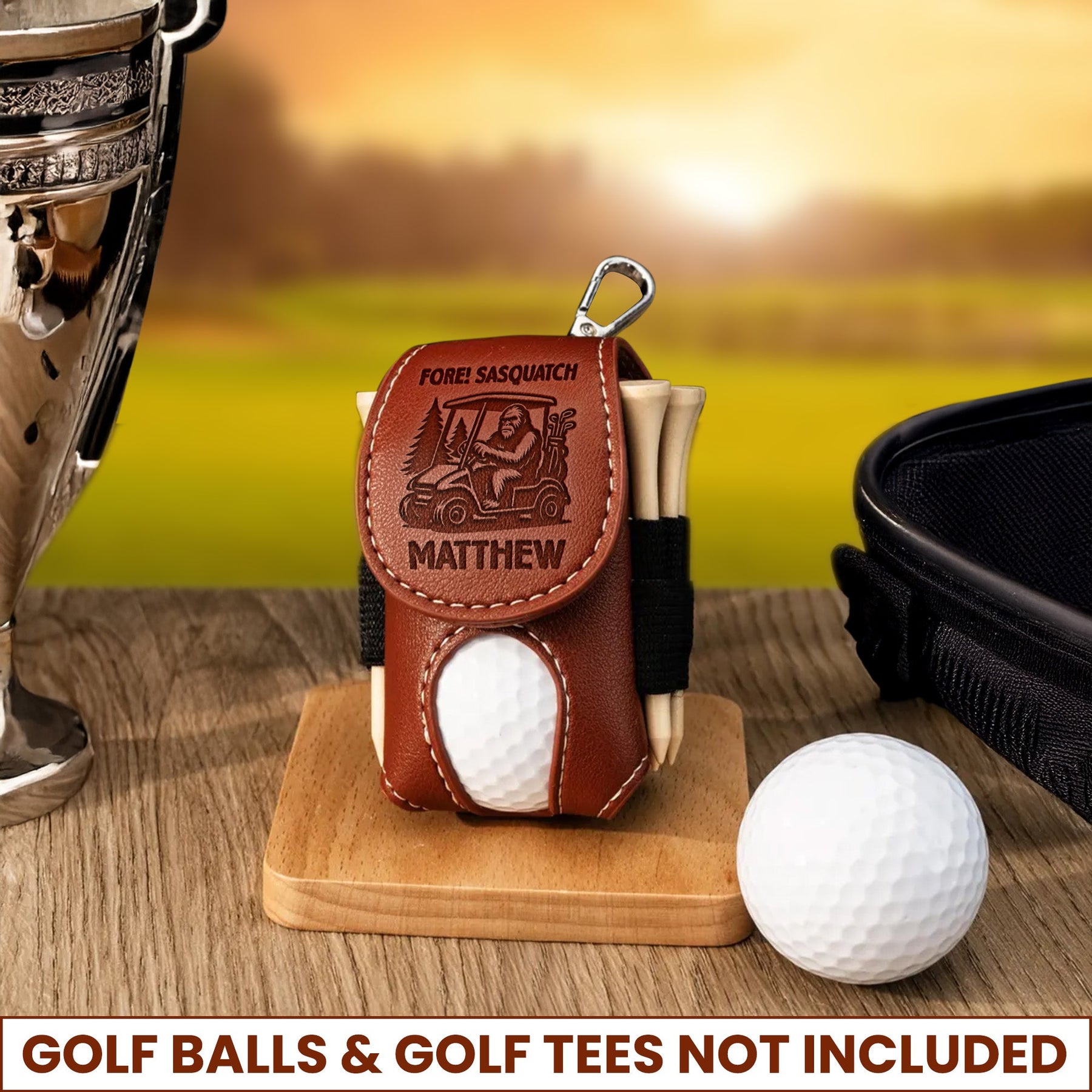 Fore! Sasquatch - Bigfoot Golfer, Golf Lovers - Personalized Golf Ball Holder