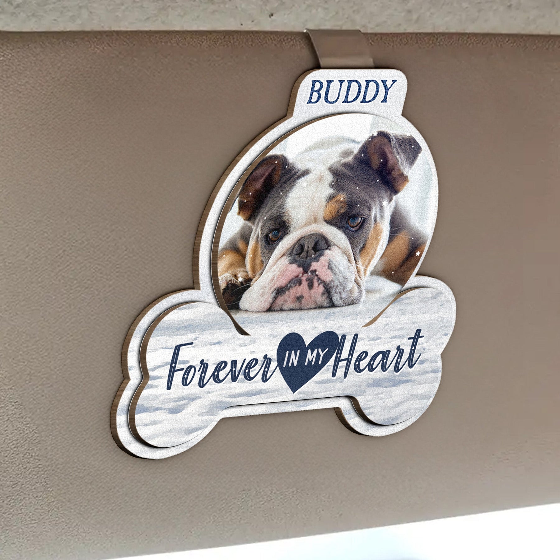 Forever In My Heart Pet Loss - Personalized Wooden Photo Car Visor Clip