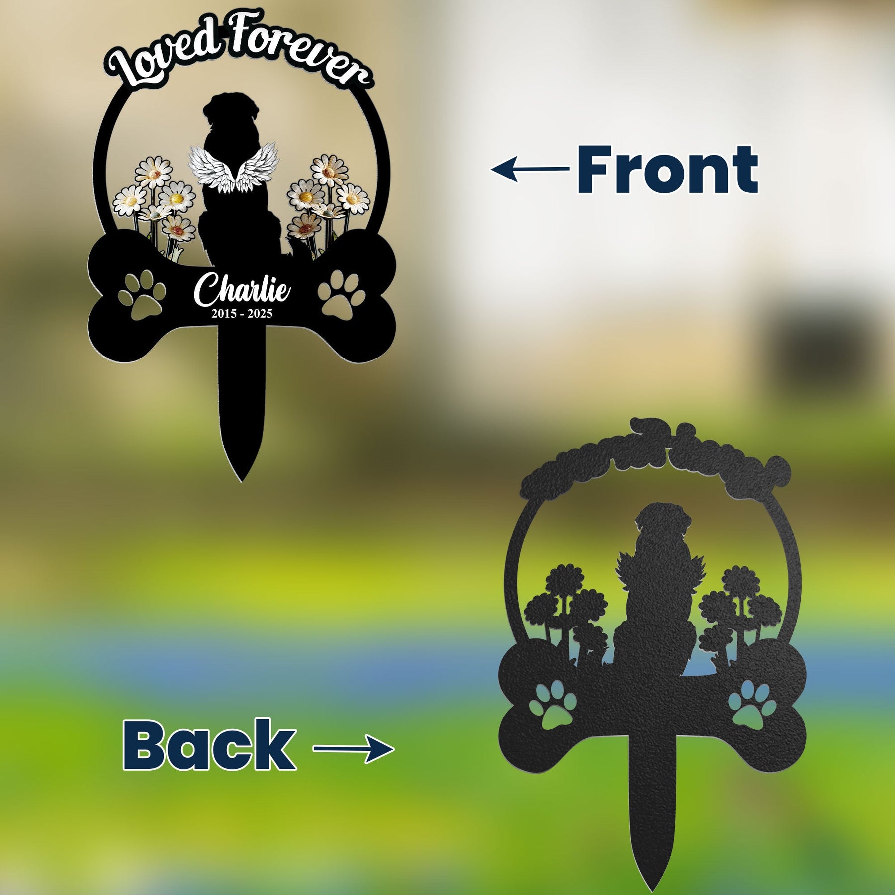 Forever Loved Angels With Paws - Personalized Metal Garden Stake