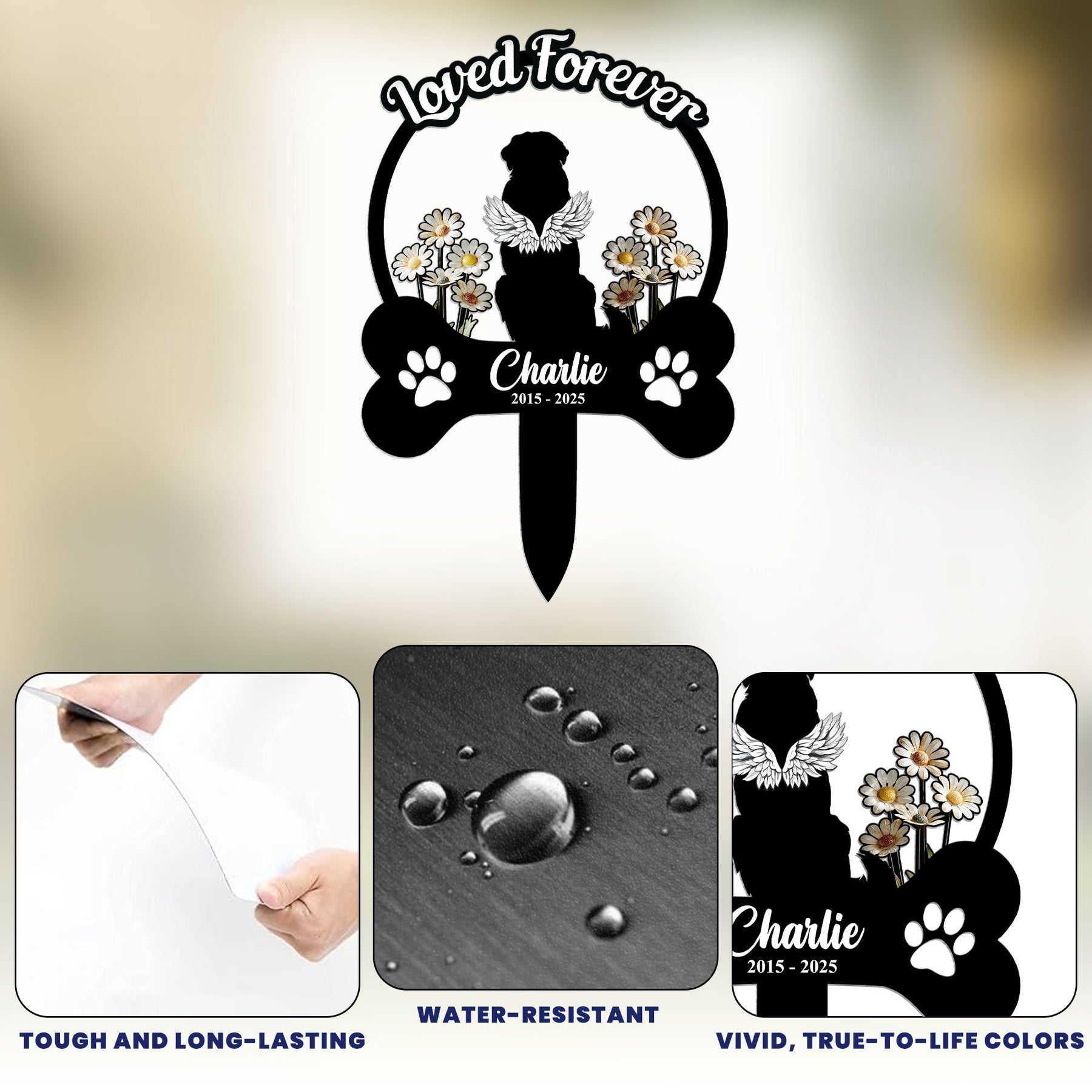 Forever Loved Angels With Paws - Personalized Metal Garden Stake
