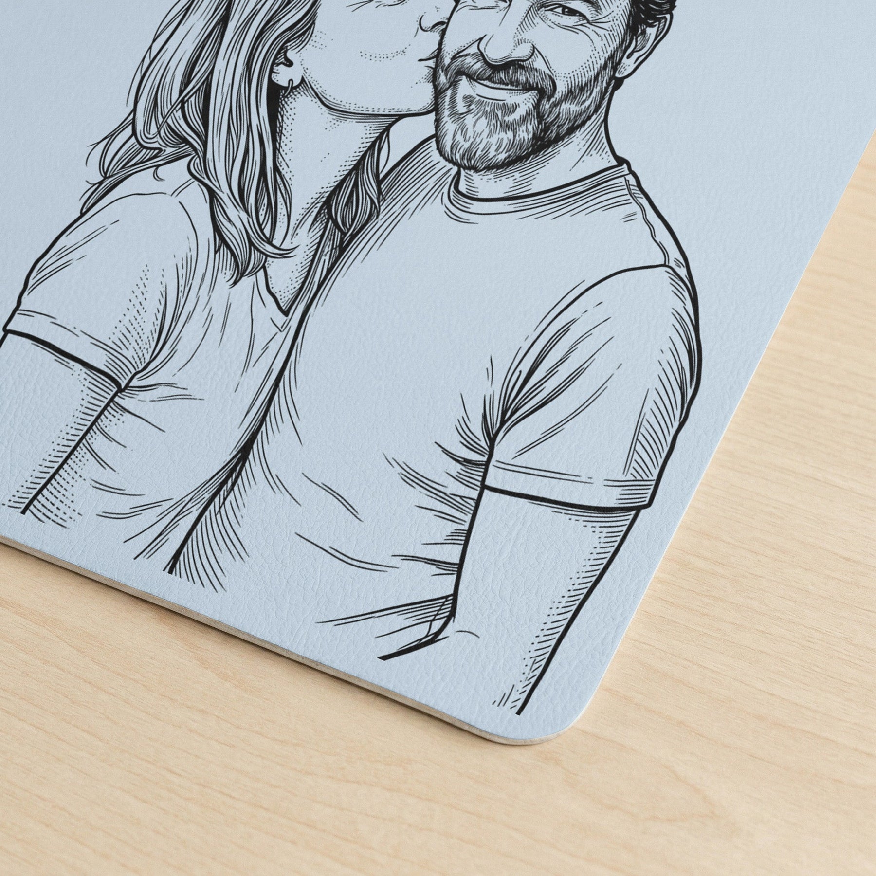 Forever Love Couple Photo Sketch Line Art Anniversary Gift For Him, Her - Personalized Desk Mat