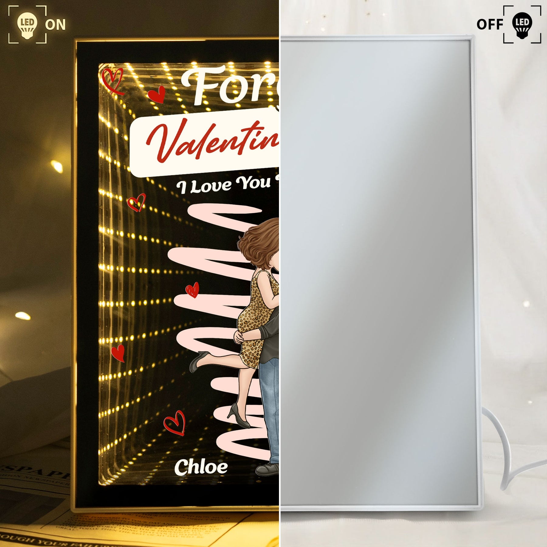Forget Valentine's Day I Love You Every Day New Version Gift For Her - Personalized Infinity Mirror Light Box