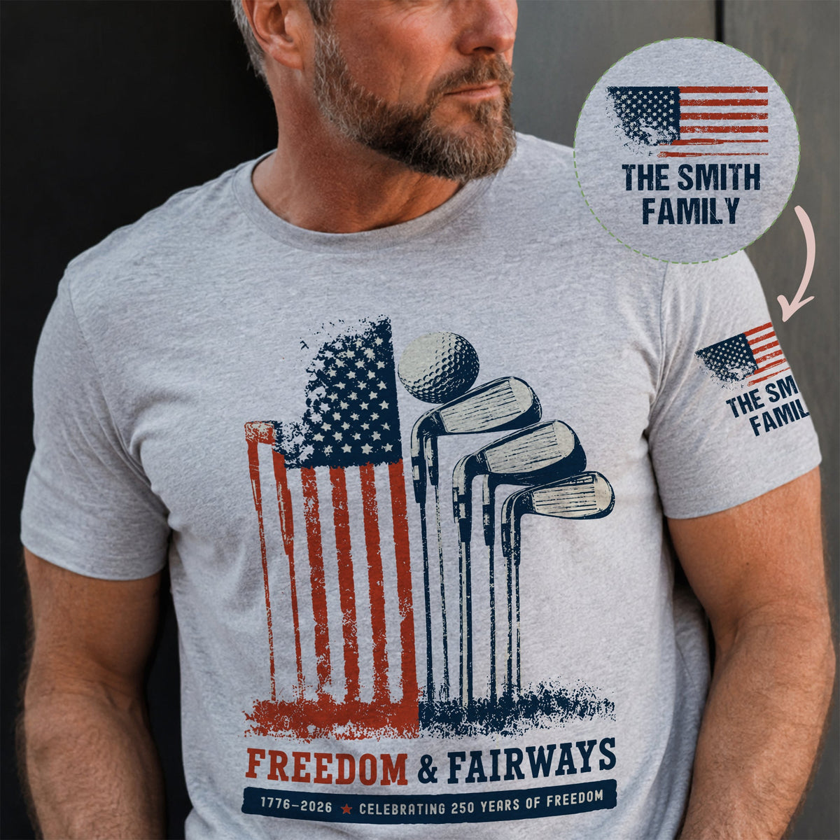Freedom & Fairways Golf Lovers Gifts For Him, Celebrating 250 Years Of Freedom - Personalized Shirt