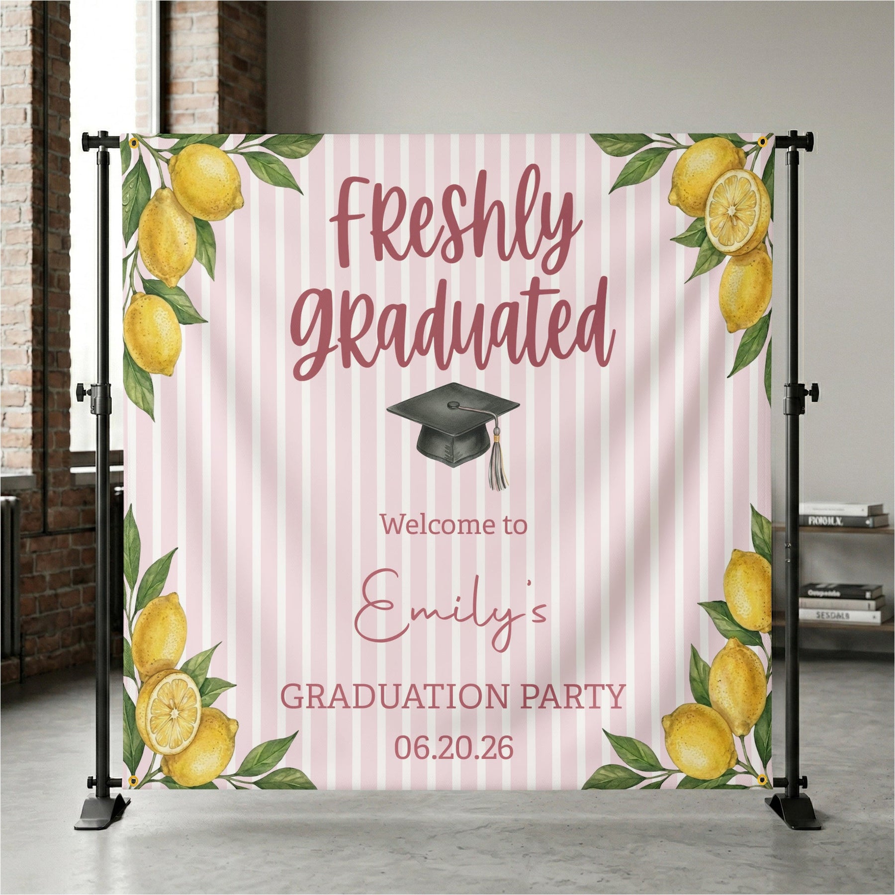 Freshly Graduated Graduation Party - Personalized Backdrop