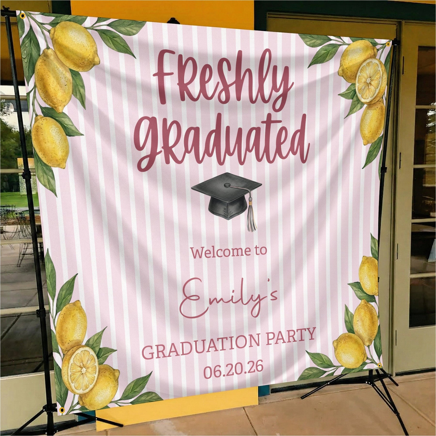 Freshly Graduated Graduation Party - Personalized Backdrop