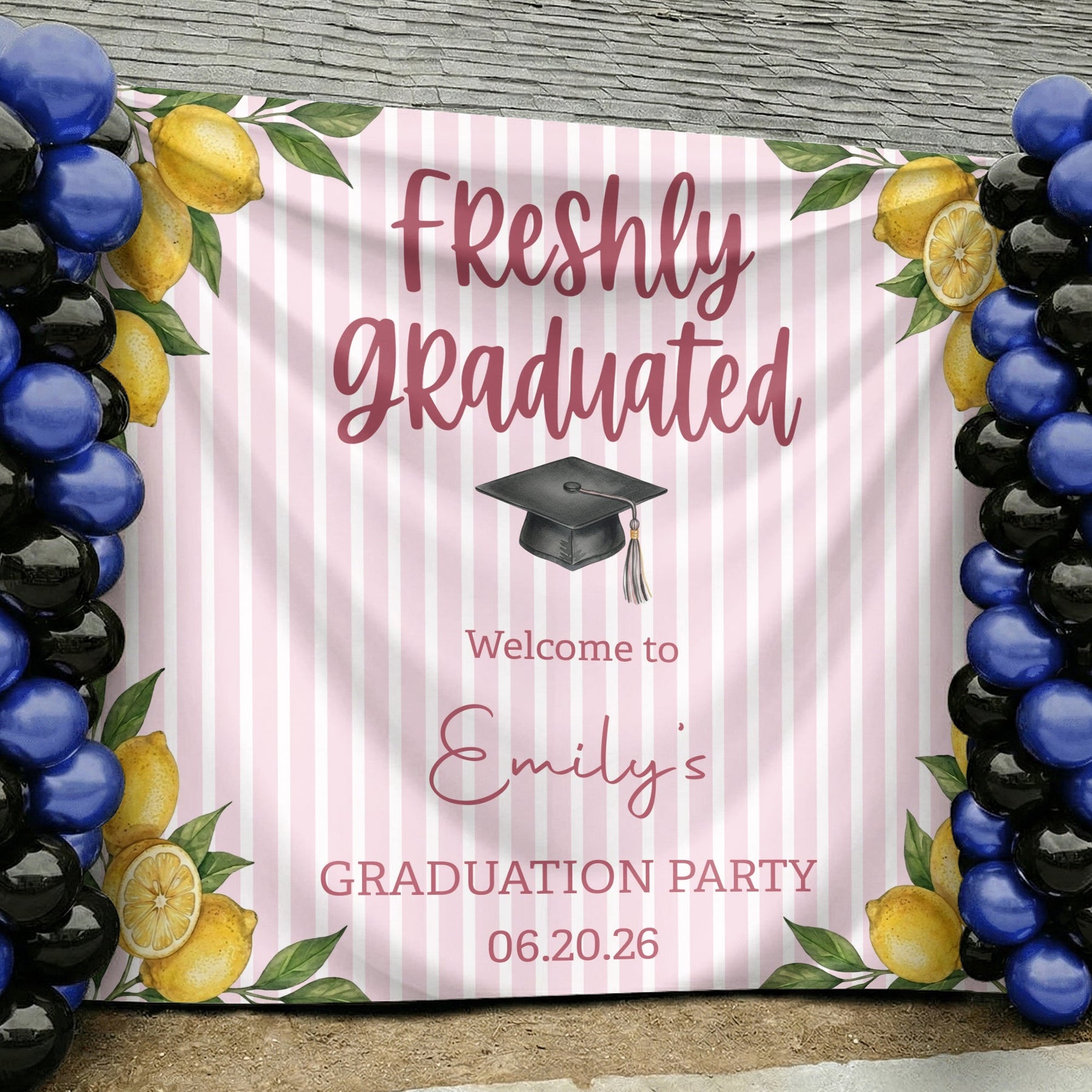 Freshly Graduated Graduation Party - Personalized Backdrop