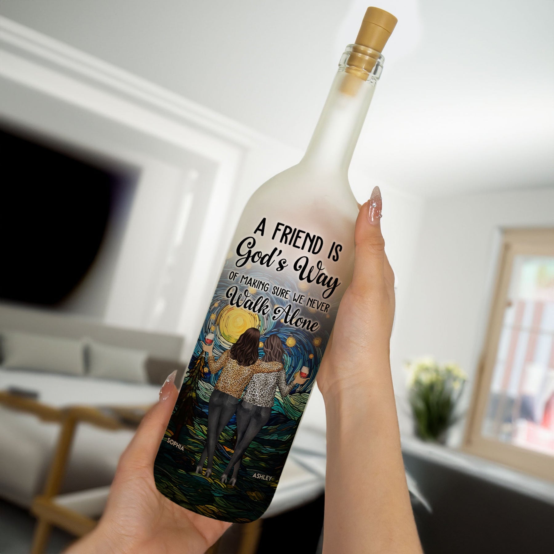 Friendship - We Never Walk Alone - Personalized Bottle Lamp