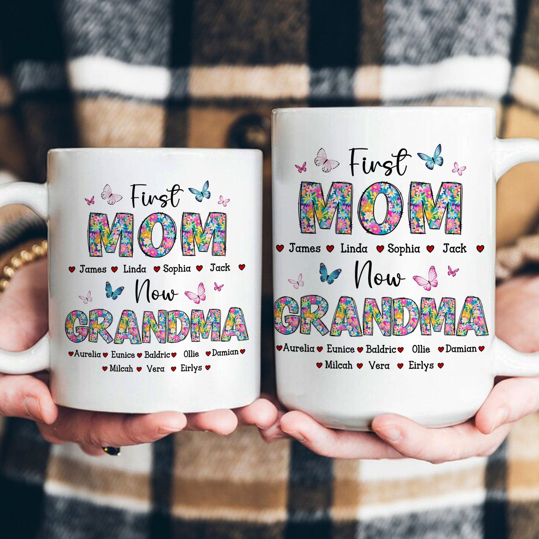 First Mom Now Grandma Floral - Personalized Mug