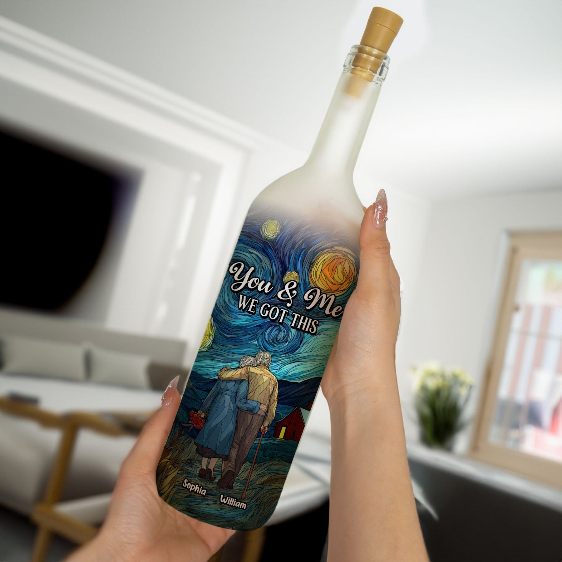 You & Me We Got This Starry Night Anniversary Gifts - Personalized Bottle Lamp