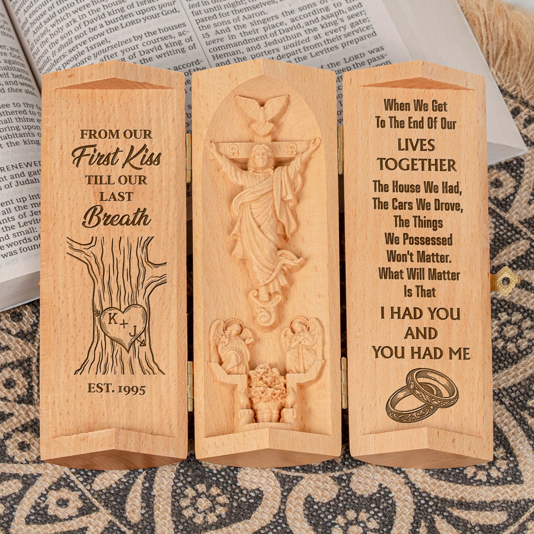 From Our First Kiss Till Our Last Breath - Personalized Wooden Plaque