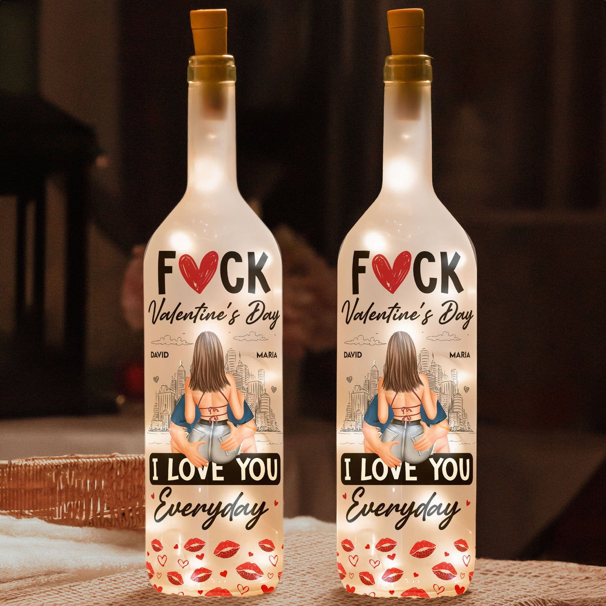 I Love You Everyday - Personalized Bottle Lamp, Valentine's Day Gifts