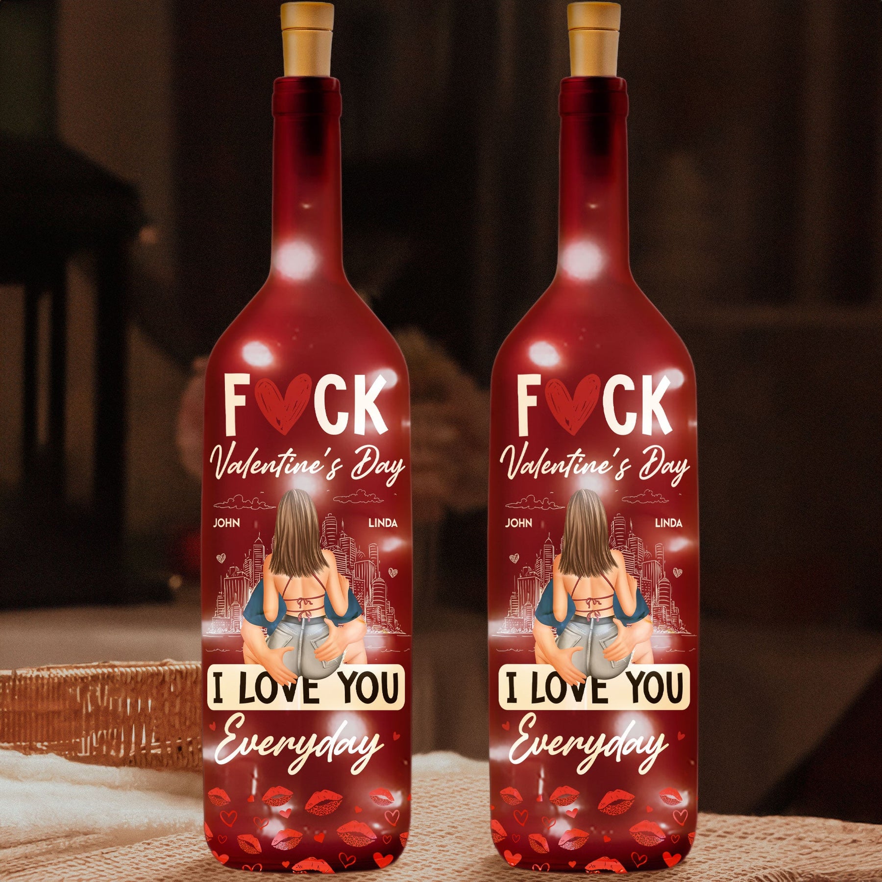 I Love You Everyday - Personalized Bottle Lamp, Valentine's Day Gifts