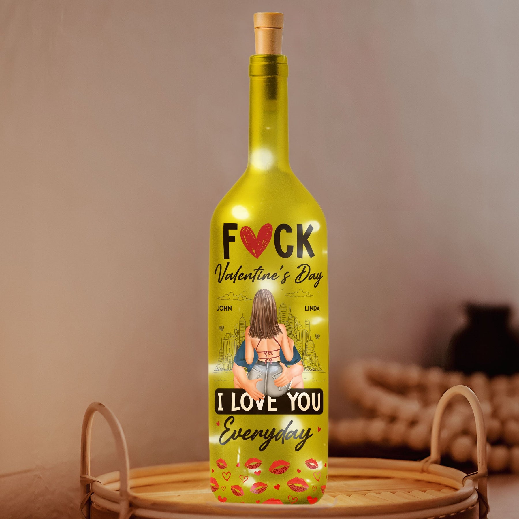 I Love You Everyday - Personalized Bottle Lamp, Valentine's Day Gifts