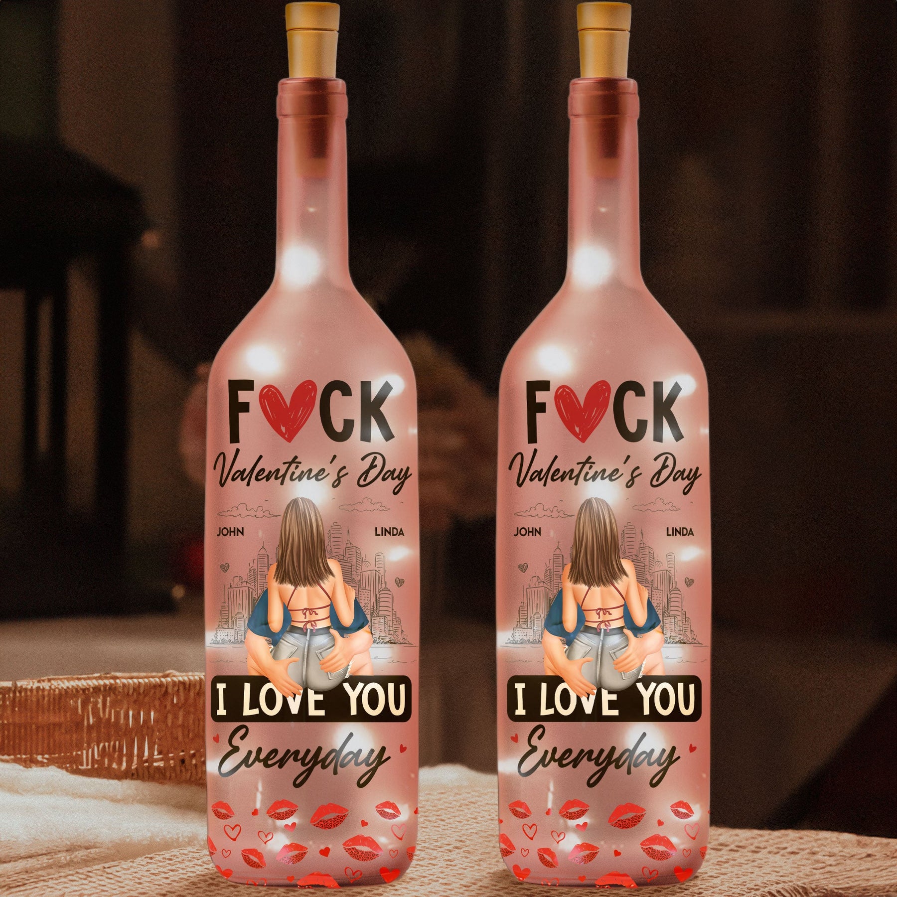 I Love You Everyday - Personalized Bottle Lamp, Valentine's Day Gifts
