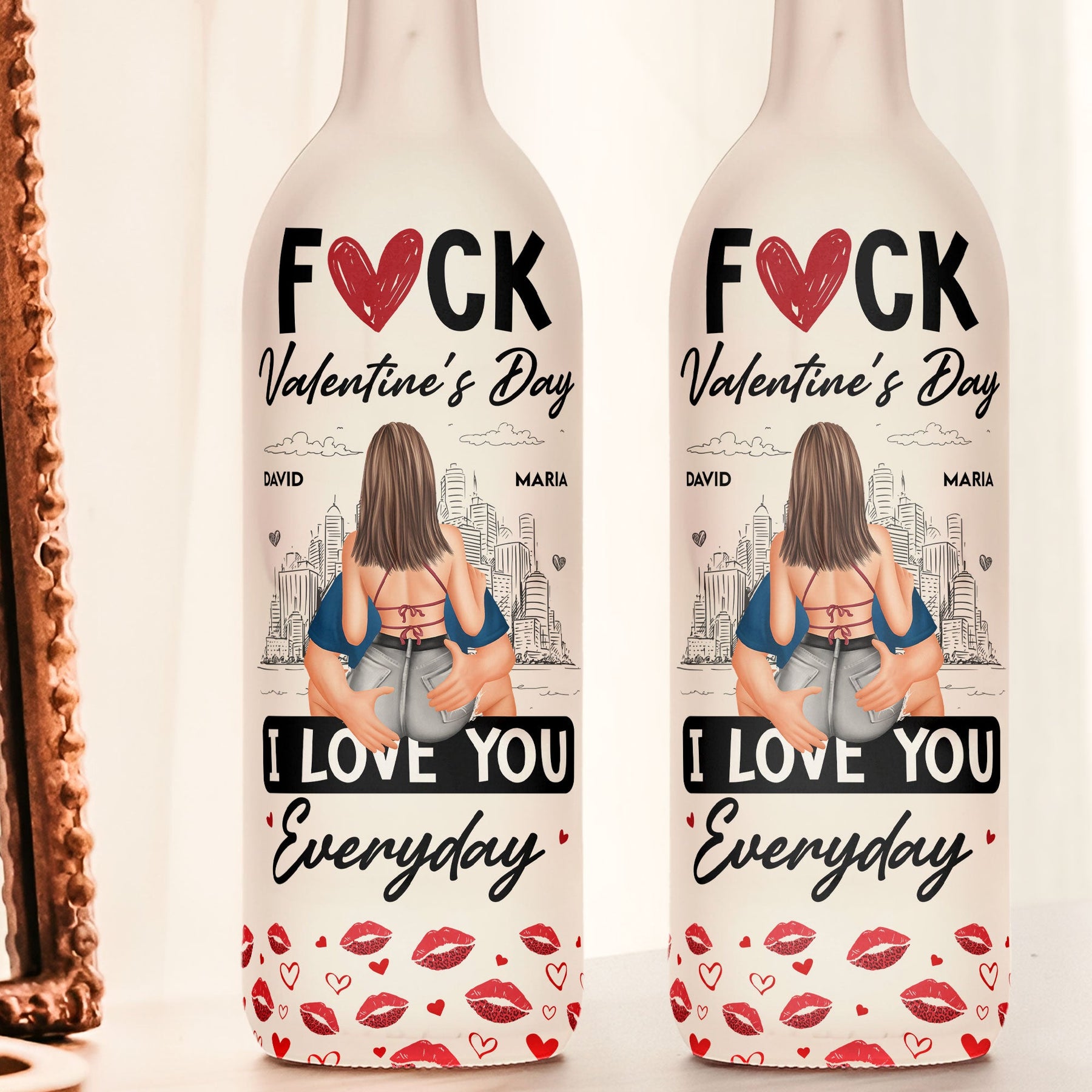 I Love You Everyday - Personalized Bottle Lamp, Valentine's Day Gifts