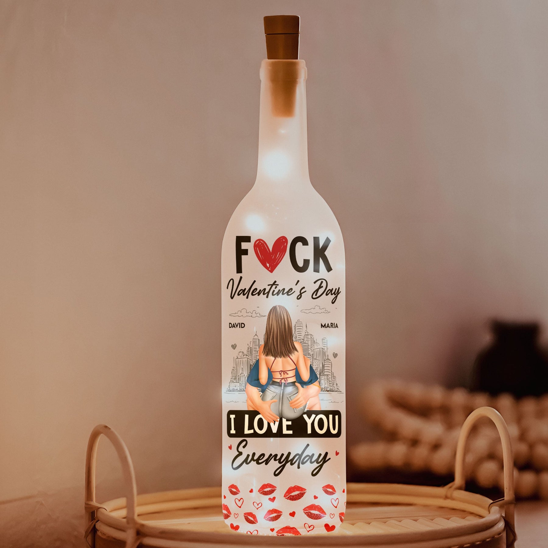 I Love You Everyday - Personalized Bottle Lamp, Valentine's Day Gifts