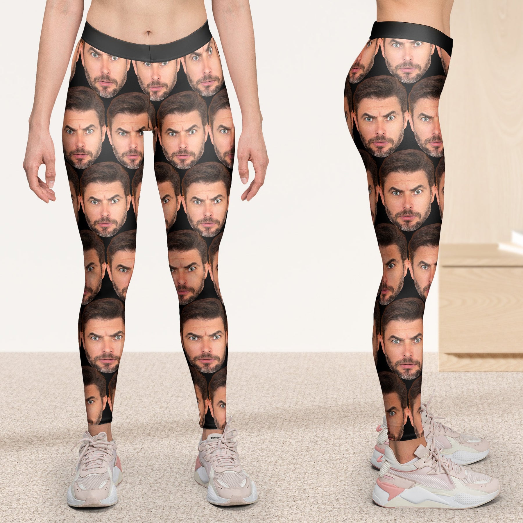Funny Custom Faces For Wife, Girlfriend - Personalized Photo Leggings