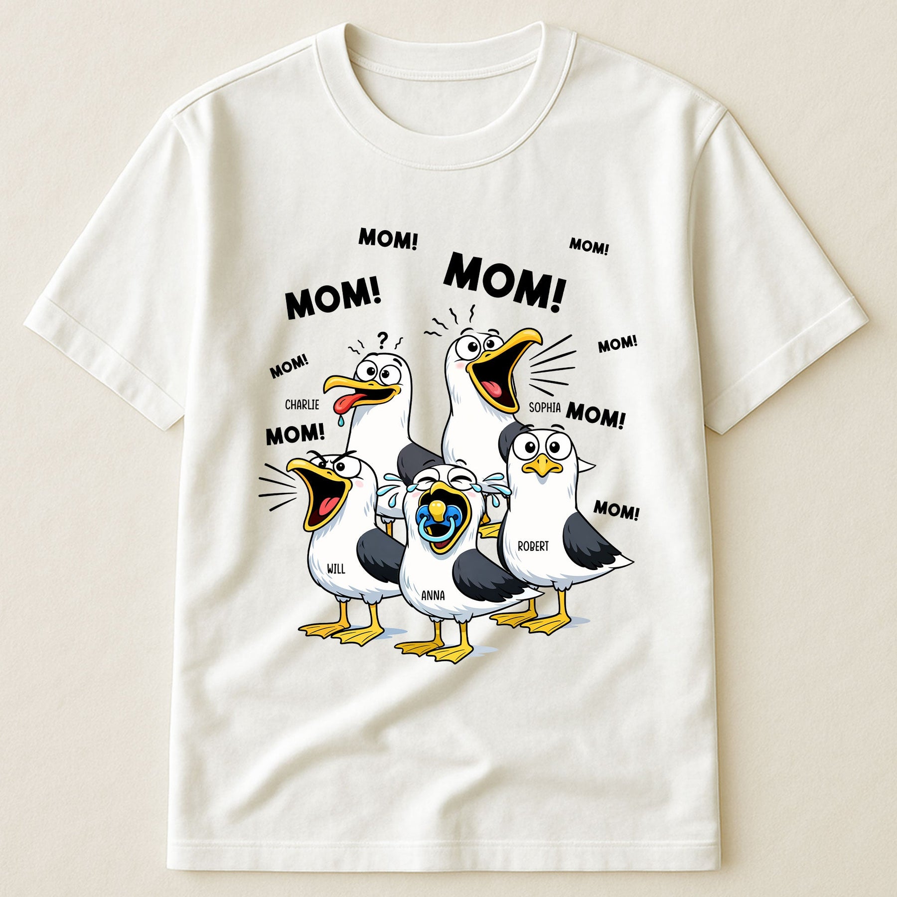 Funny Mommy Shirt - Mom Mom Mom Seagull - Personalized Shirt