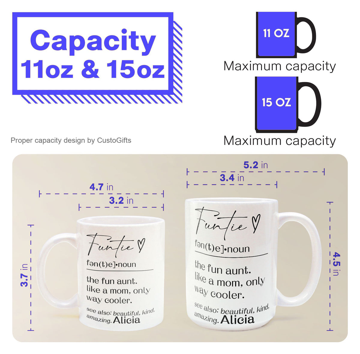 Funny Mug - Funtie Definition - Fun Gifts Aunt, Auntie, Women - Personalized Mug