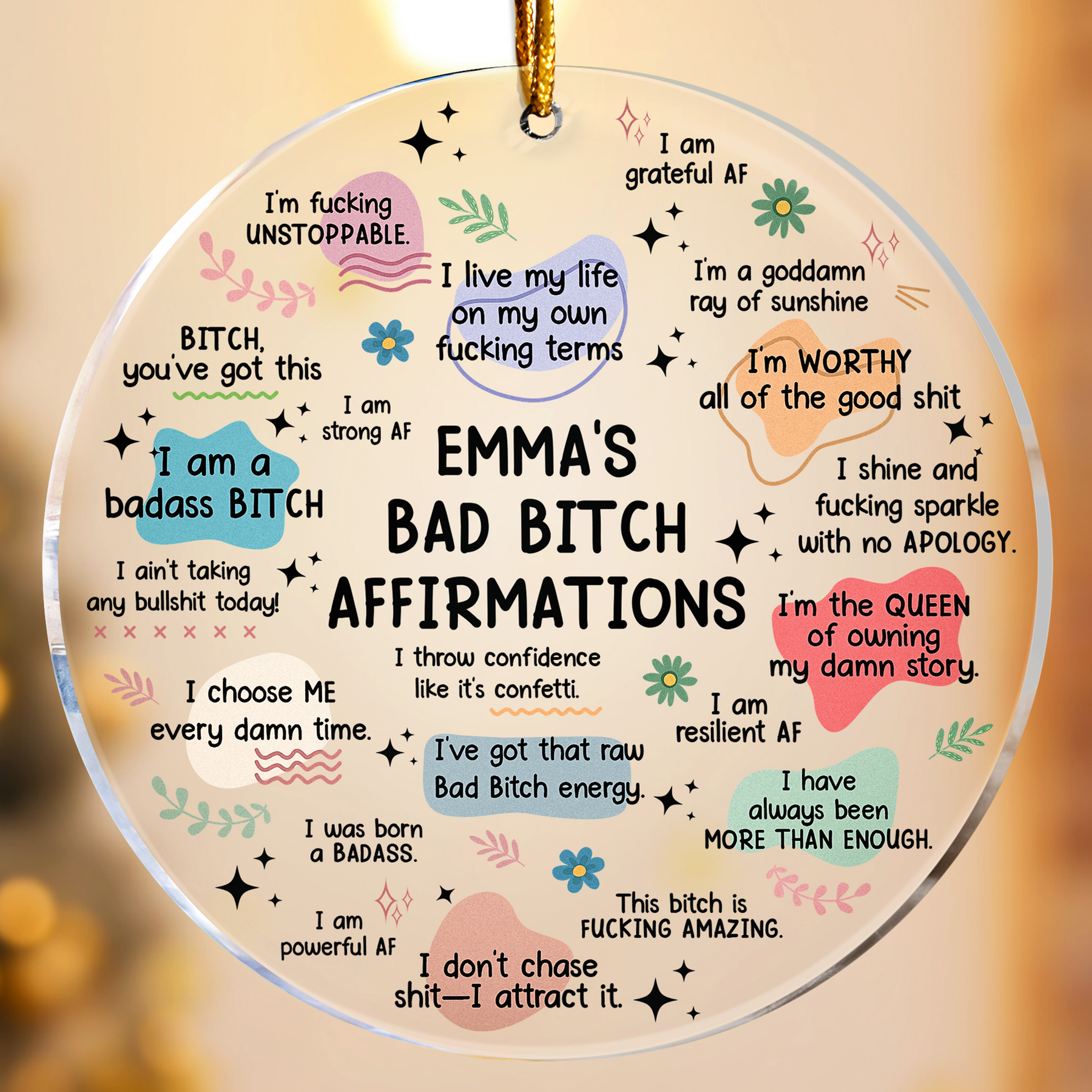 Funny Ornament Bad B*tch Affirmations - Personalized Acrylic Ornament