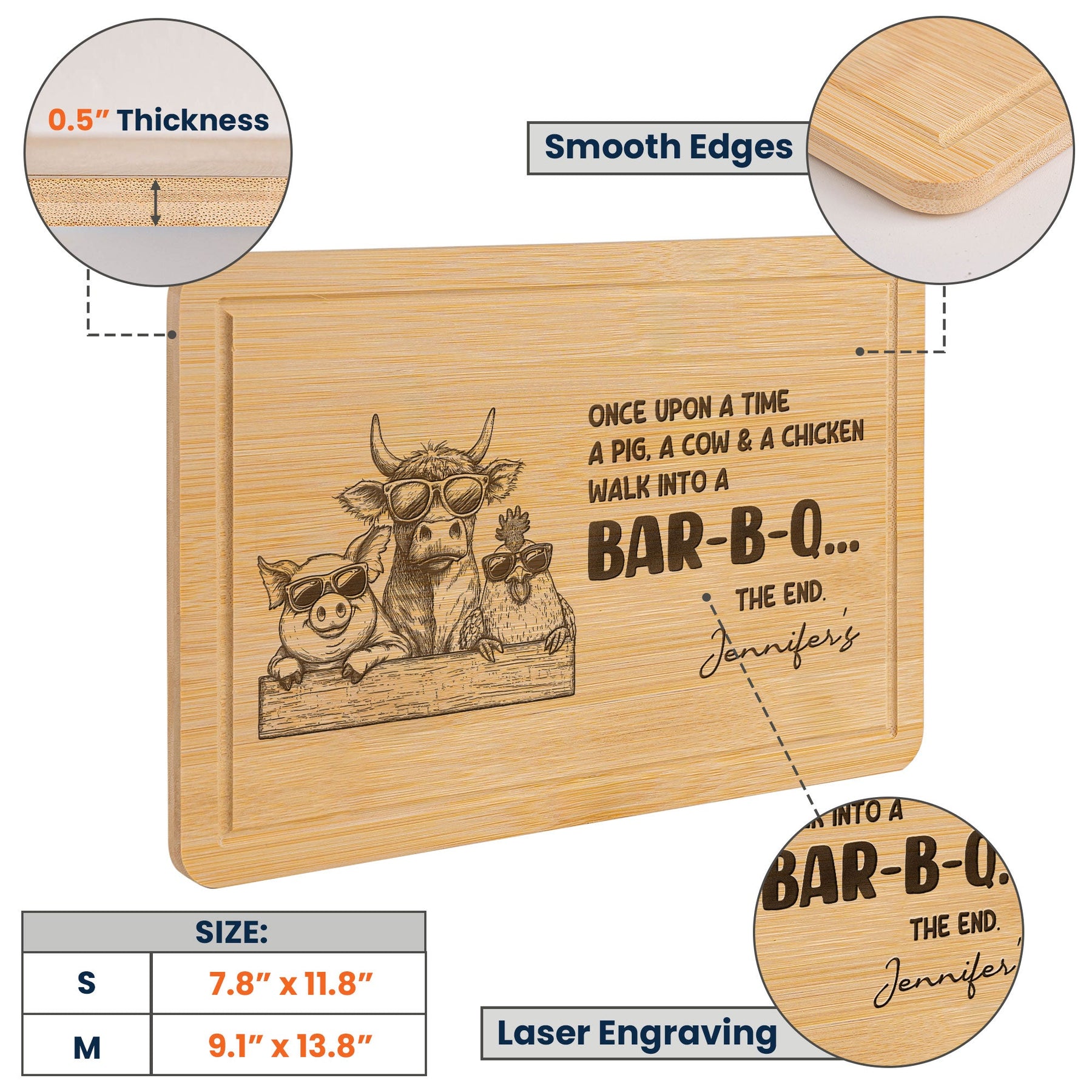 Funny Walk Into A Bar-B-Q - Personalized Engraved Wooden Cutting Board