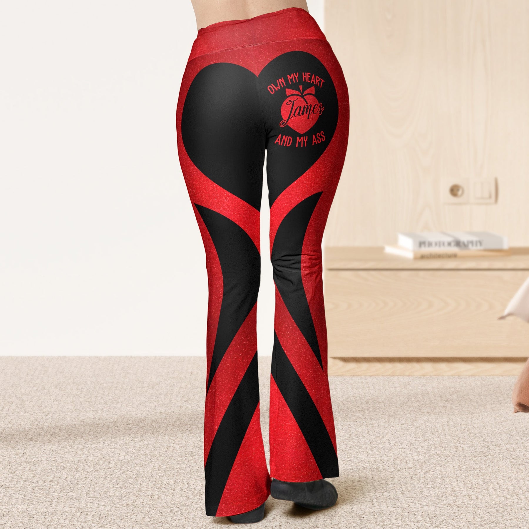 Funny Wife Gift Own My Heart And My A$$ - Personalized Flare Leggings