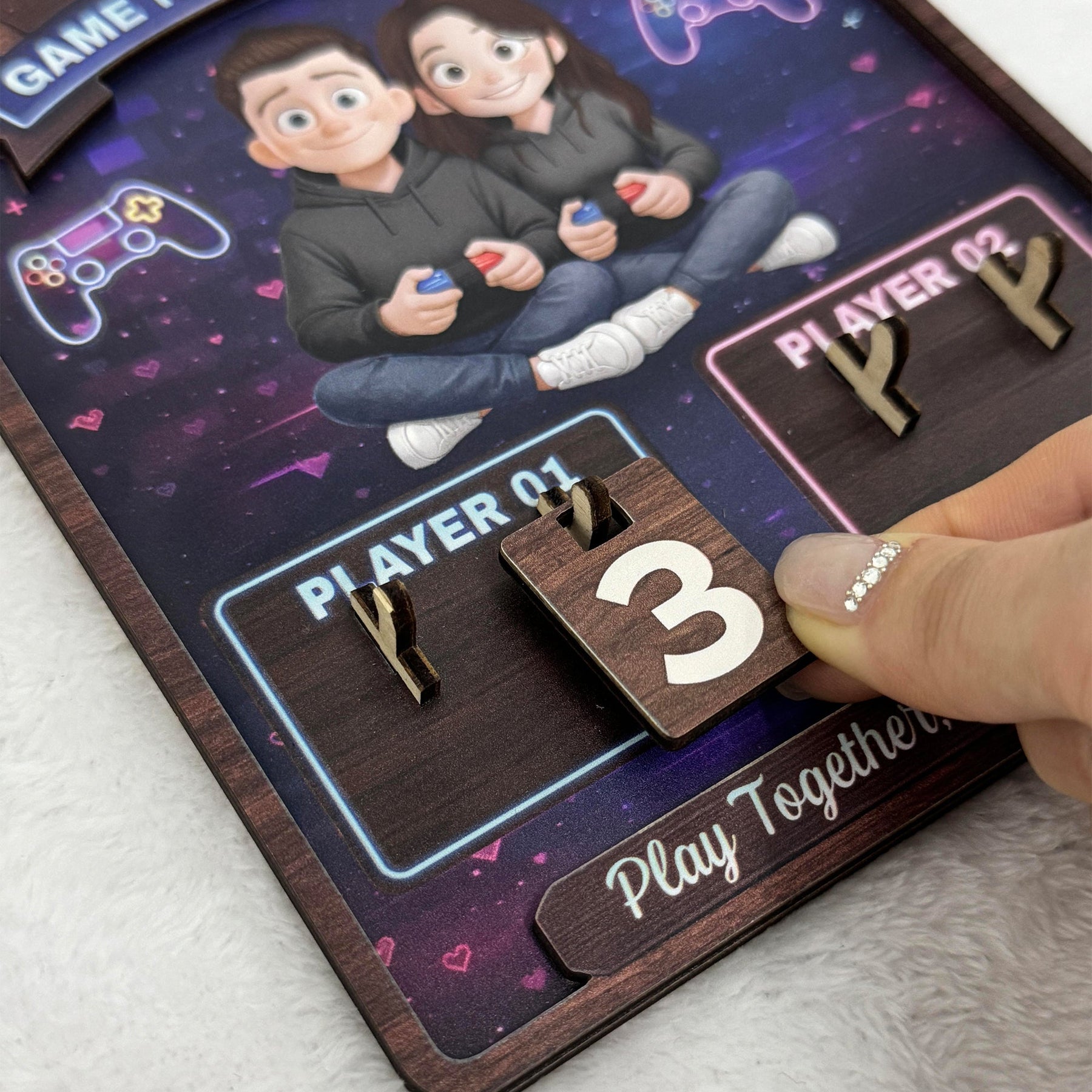 Gaming Couples Date Night Score Counter - Personalized Hanging Game Tracker