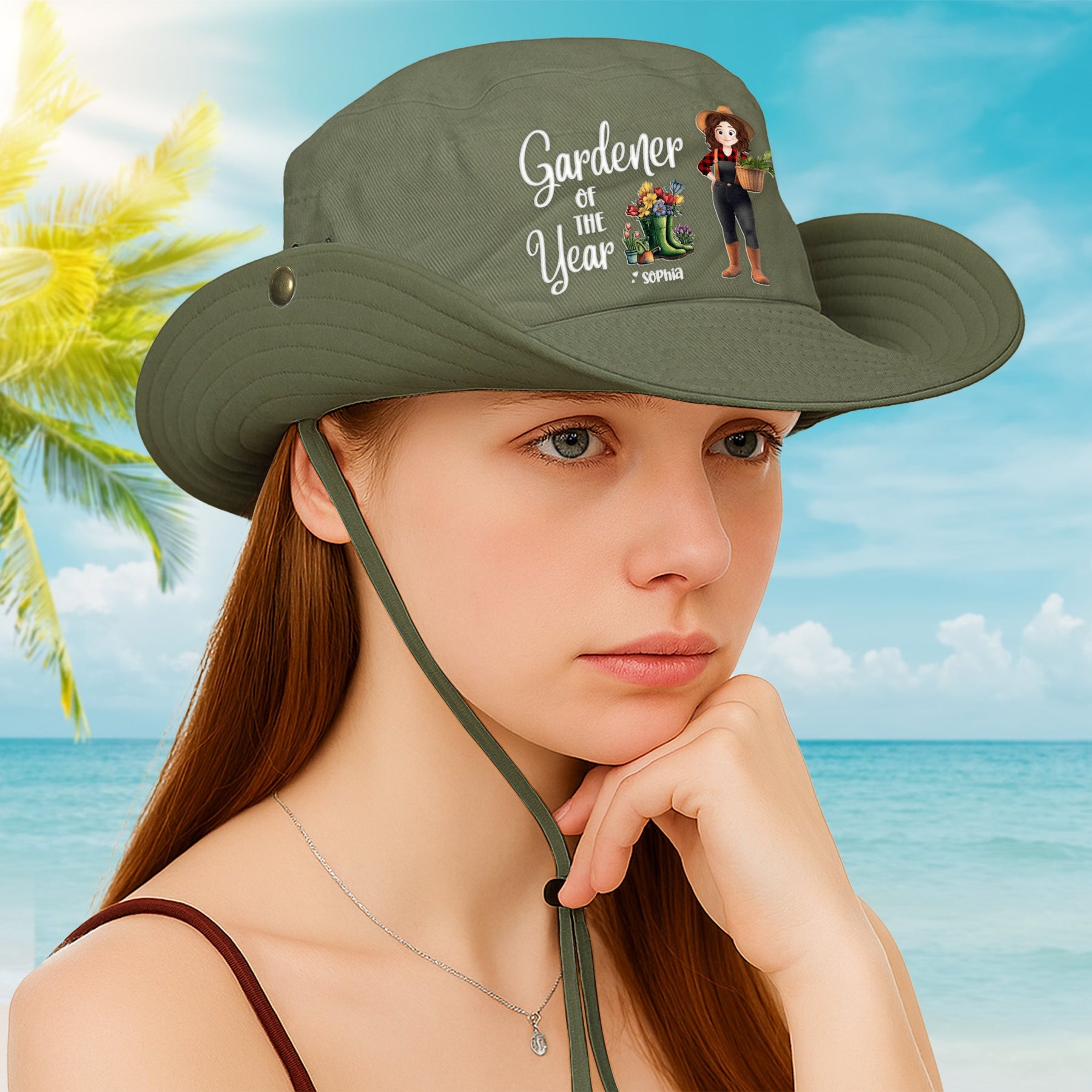Gardener Of The Year Cartoon Version - Personalized Bucket Hat