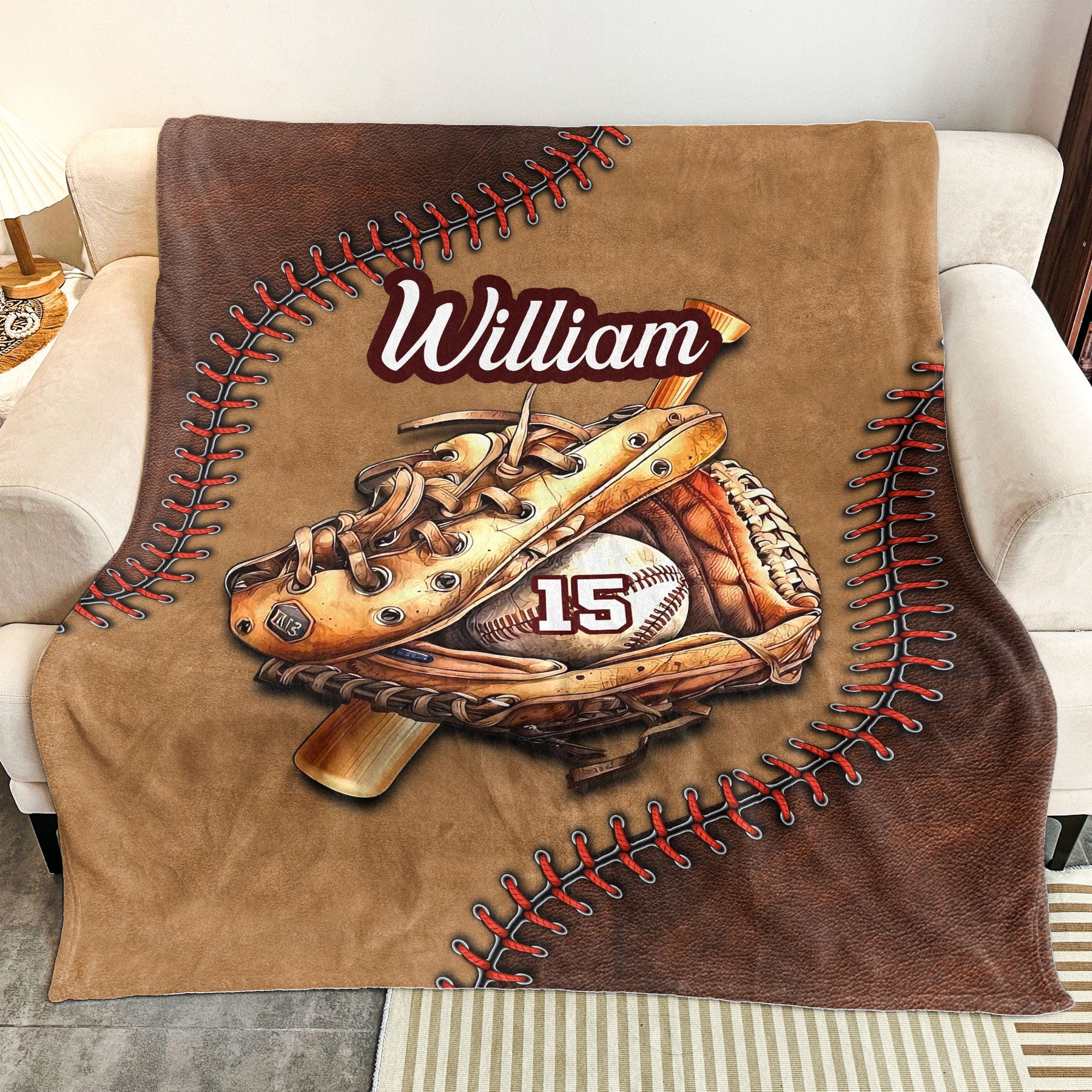 Gift For Baseball, Softball Lovers - Personalized Blanket