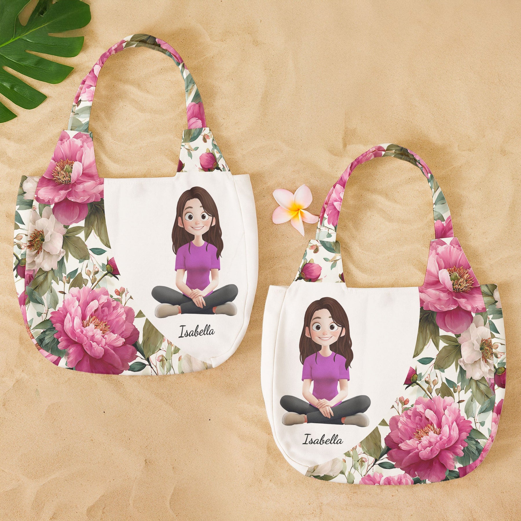 Gift For Her Daughter Friend Birthday Flower Self Gift - Personalized Round Tote Bag