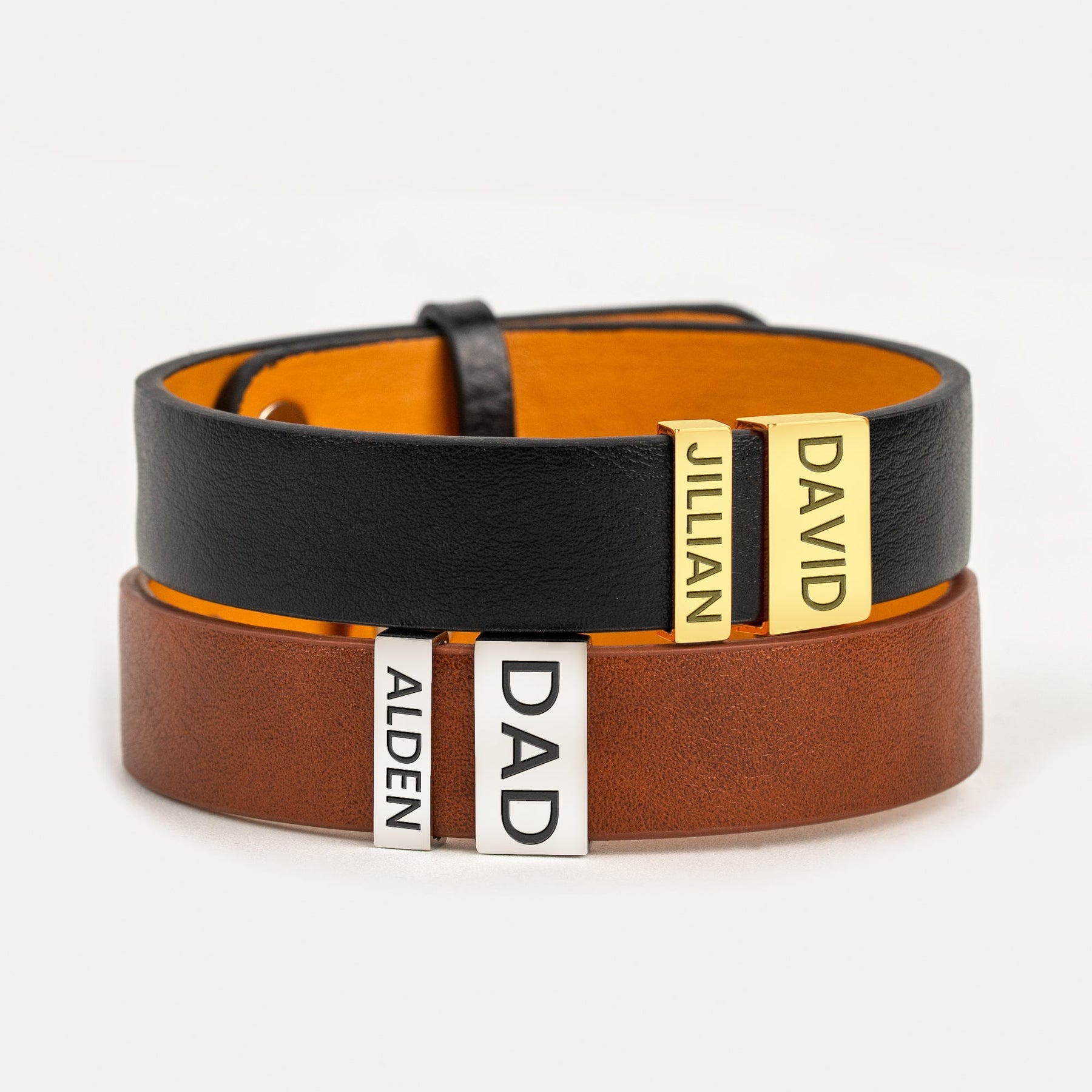 Gift For Men - Personalized Leather Bracelet With Name Beads