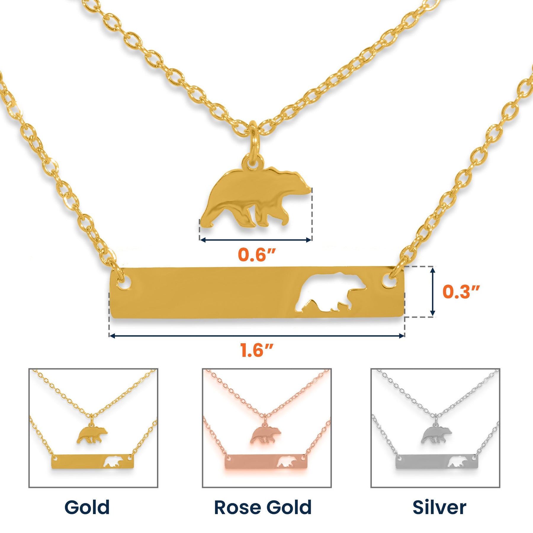 Gift For Mother's Day - Custom Engraved Mama Bear Necklace Set