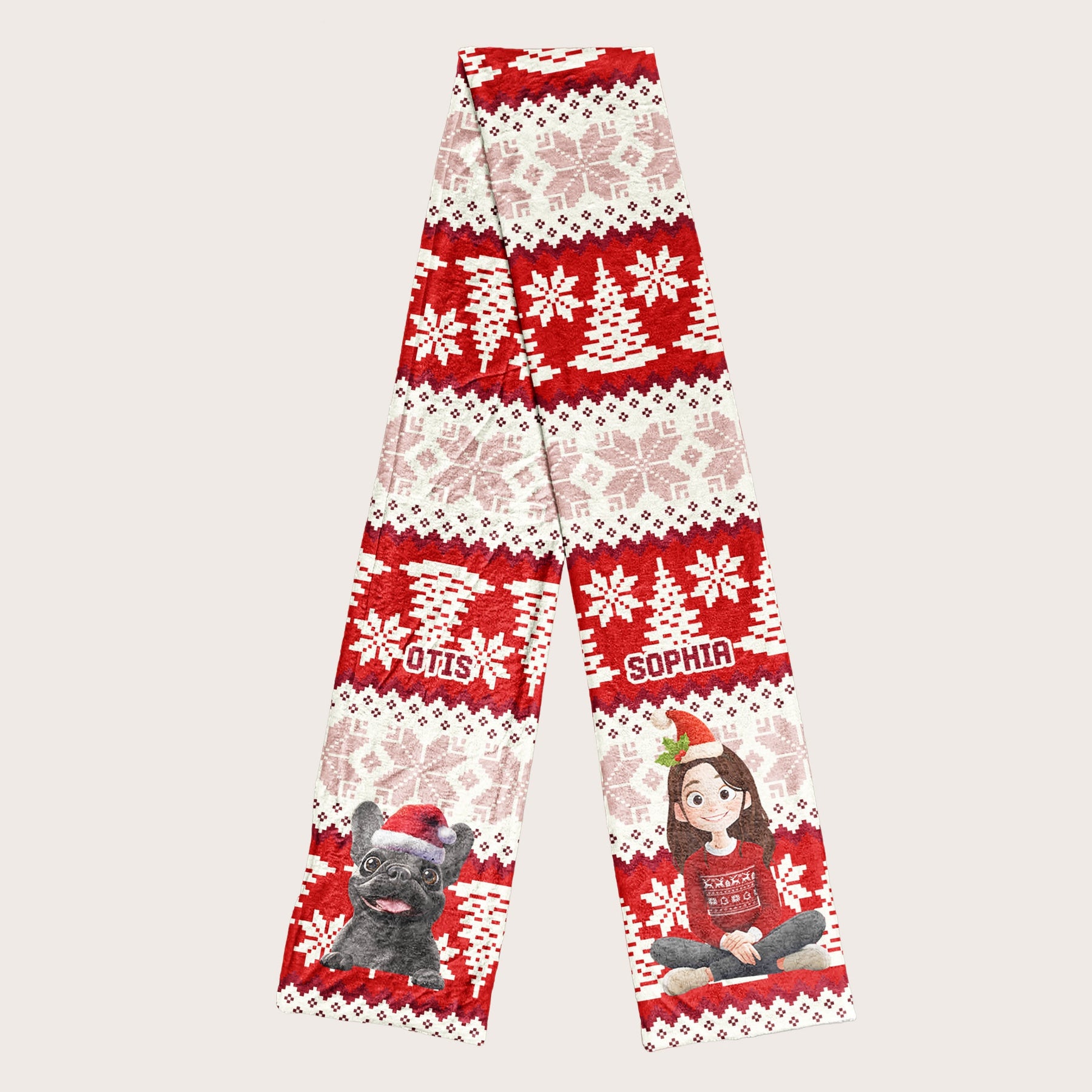 Girl And Her Dog - Personalized Fleece Scarf