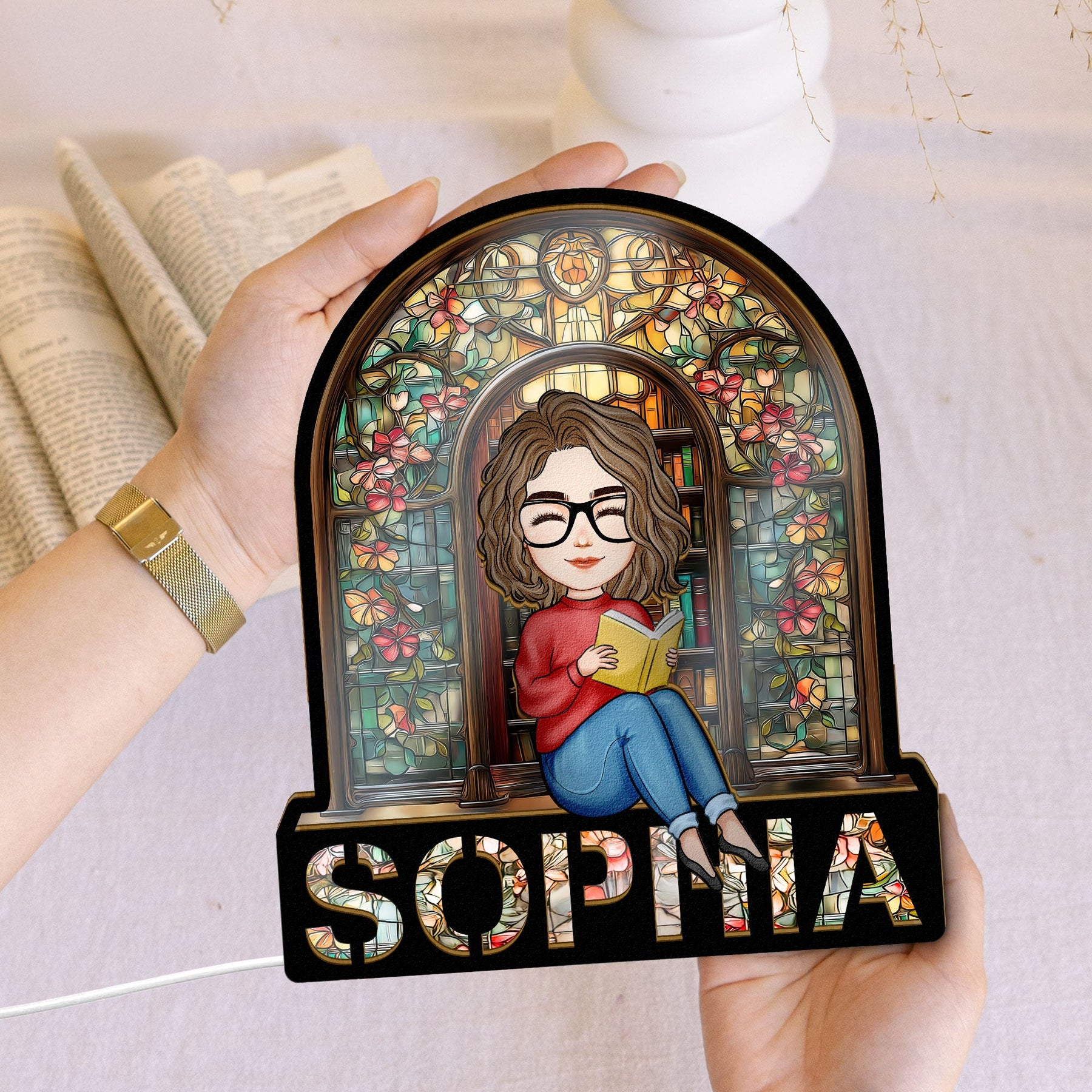 Girl Reading Book - Personalized LED Night Lamp